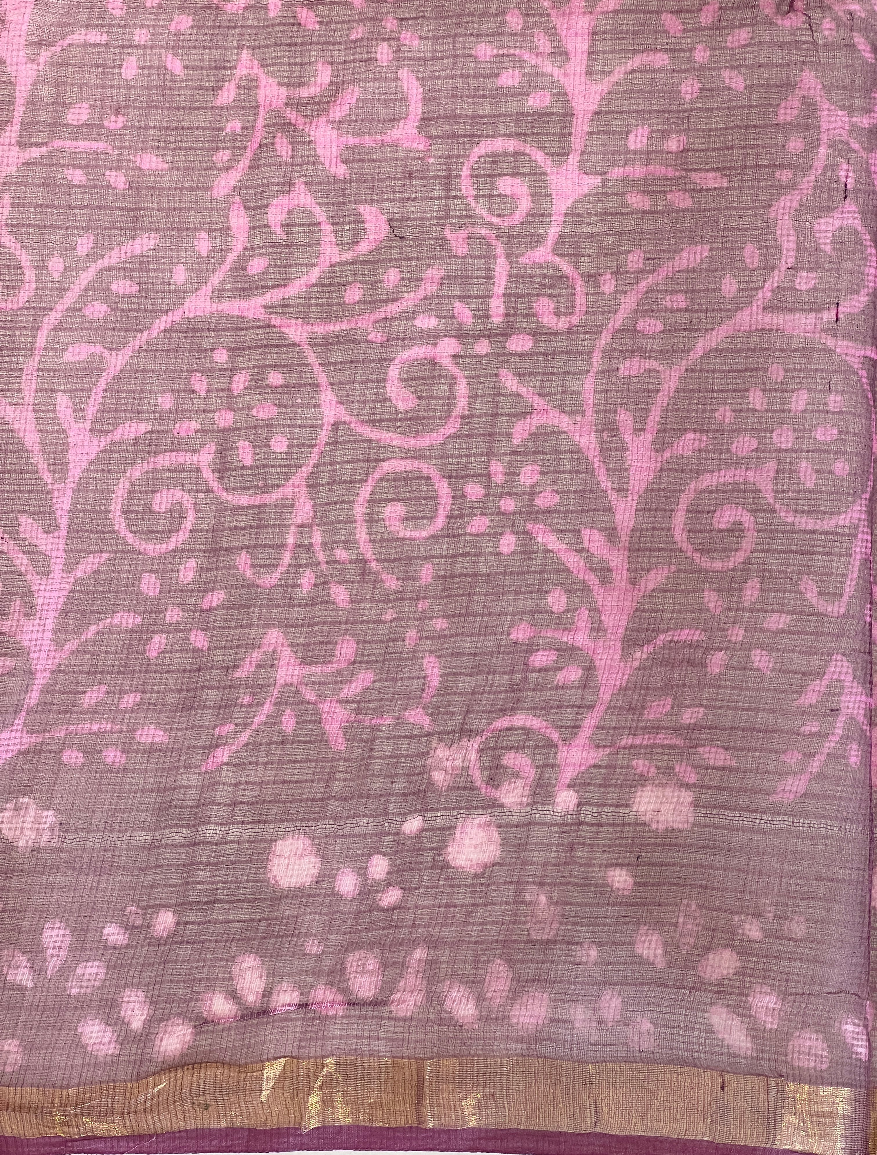 Floral Hand Block Printed Kota Saree | VFC603