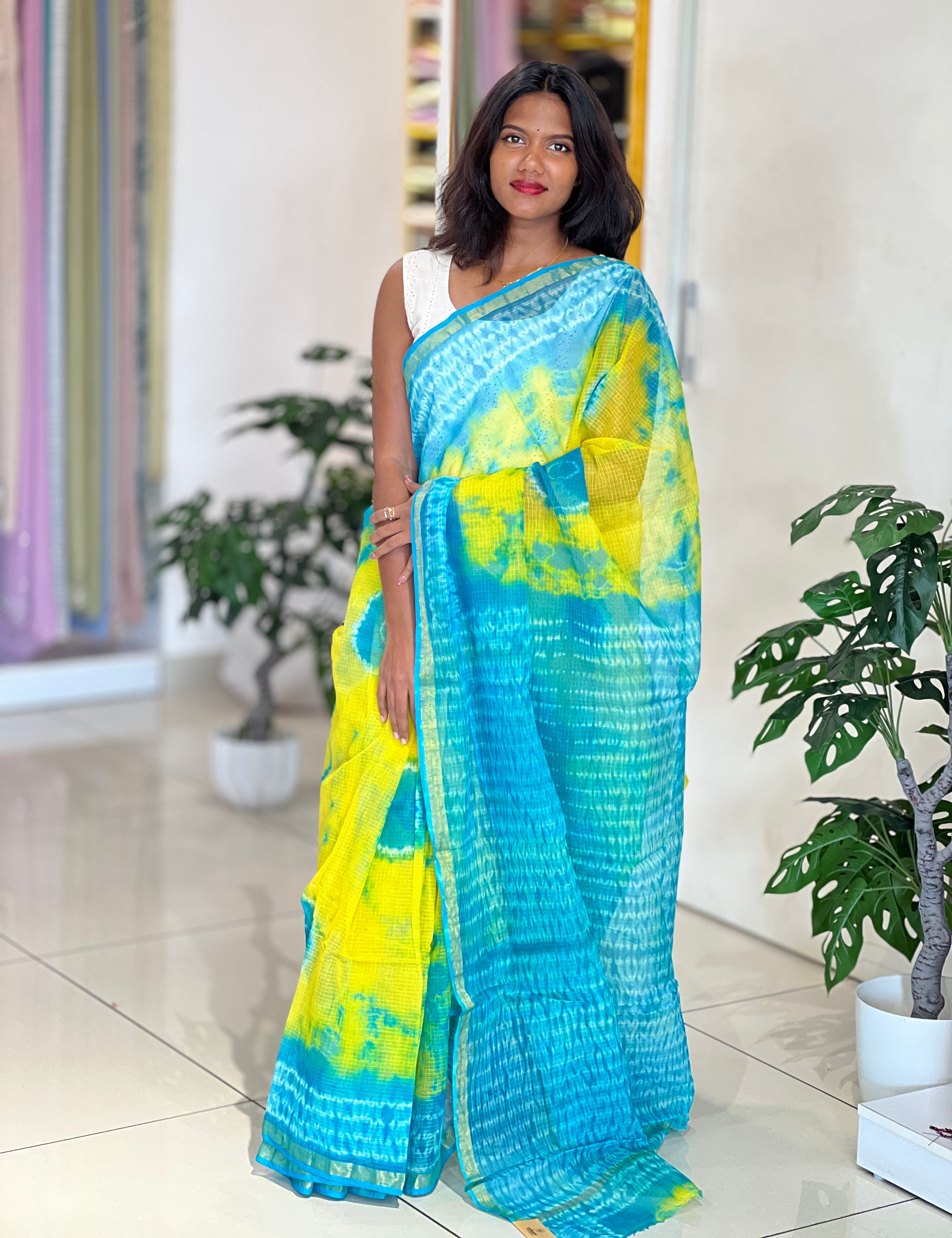 Shaded Check Pattern Kota Saree | VFC611