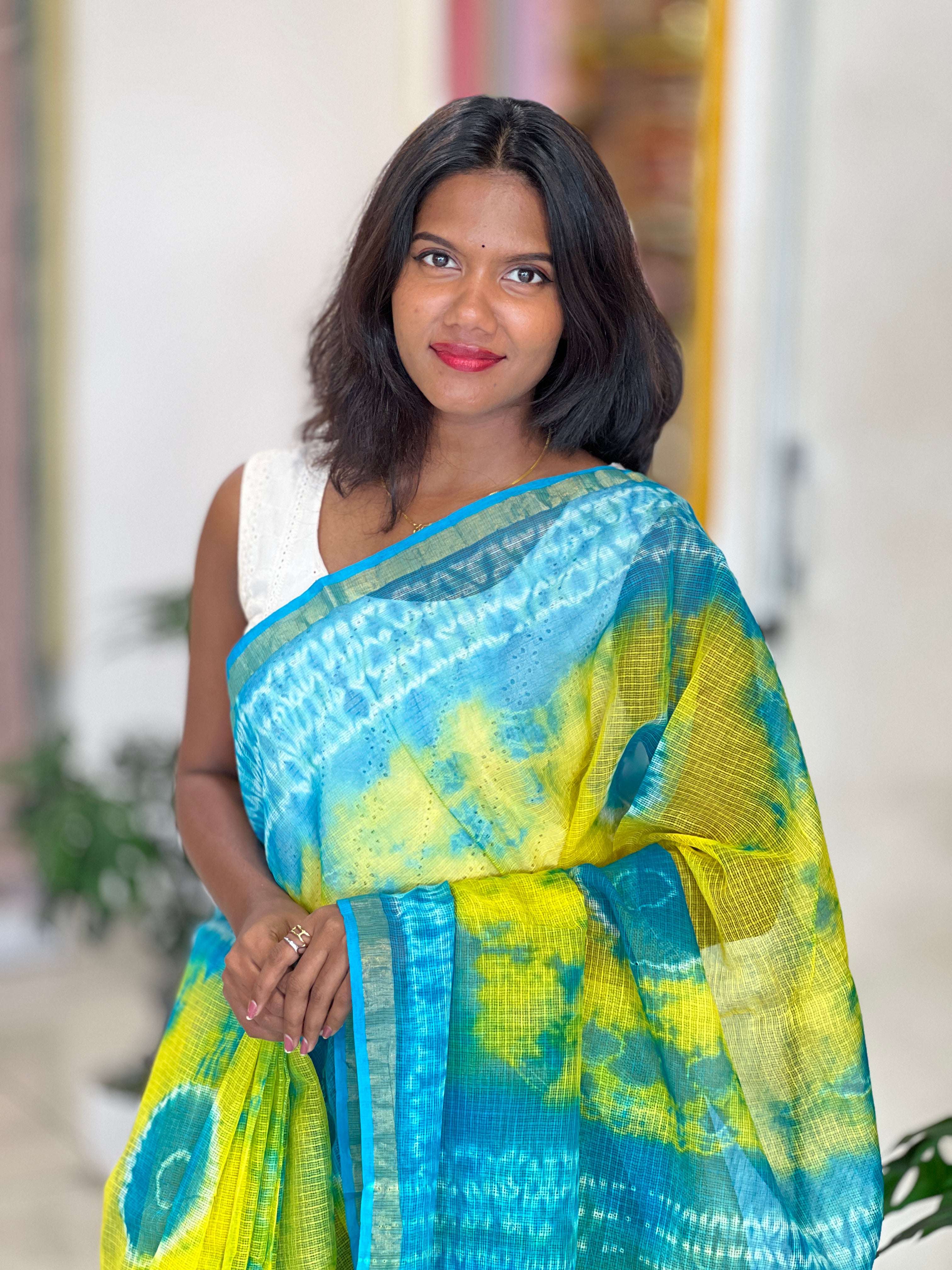 Shaded Check Pattern Kota Saree | VFC611