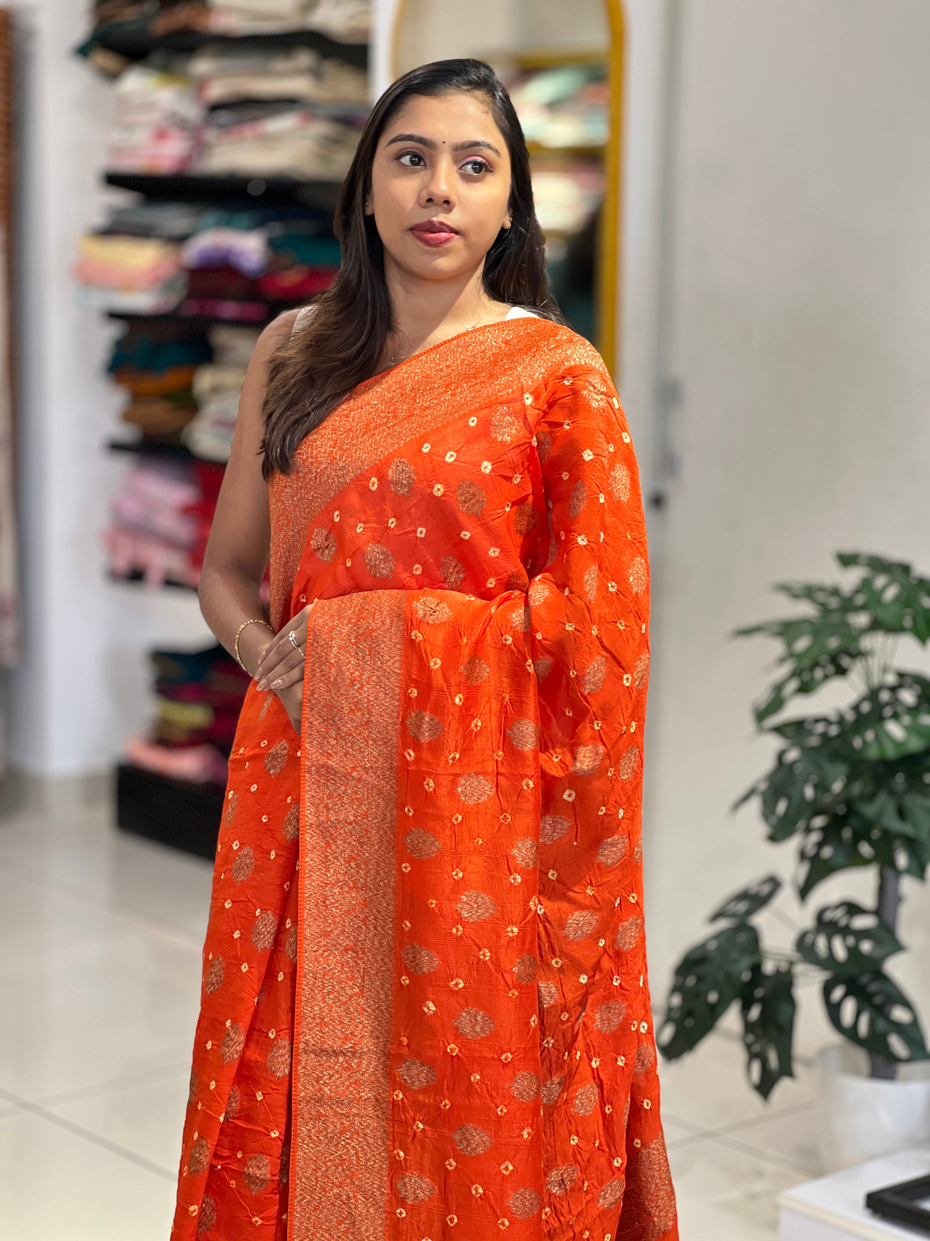 Banarasi & Bandhani Detailed Semi Tussar Saree | YNG1126