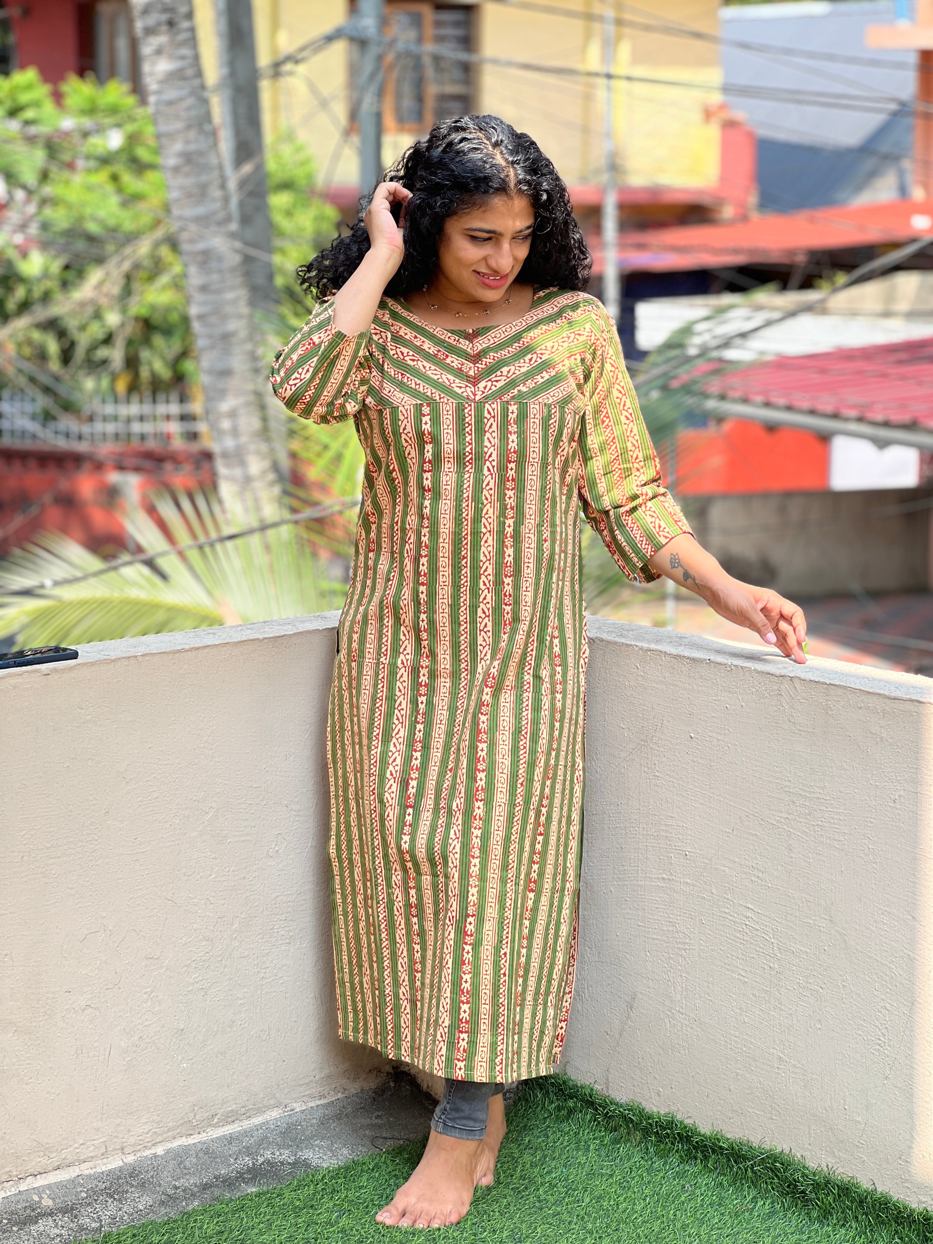 Hand Block Printed Bangru Pure Cotton Kurta | DN550