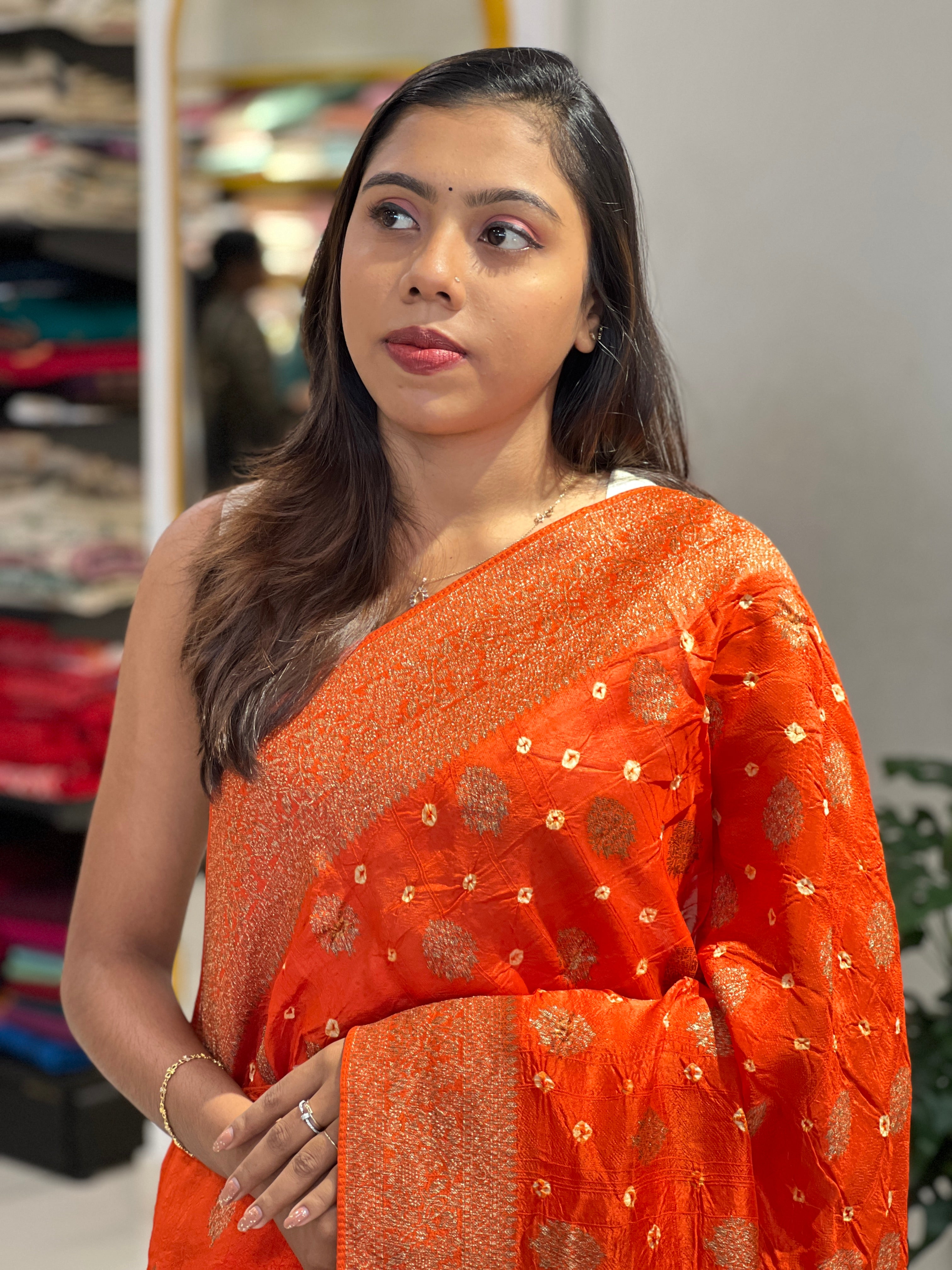 Banarasi & Bandhani Detailed Semi Tussar Saree | YNG1126