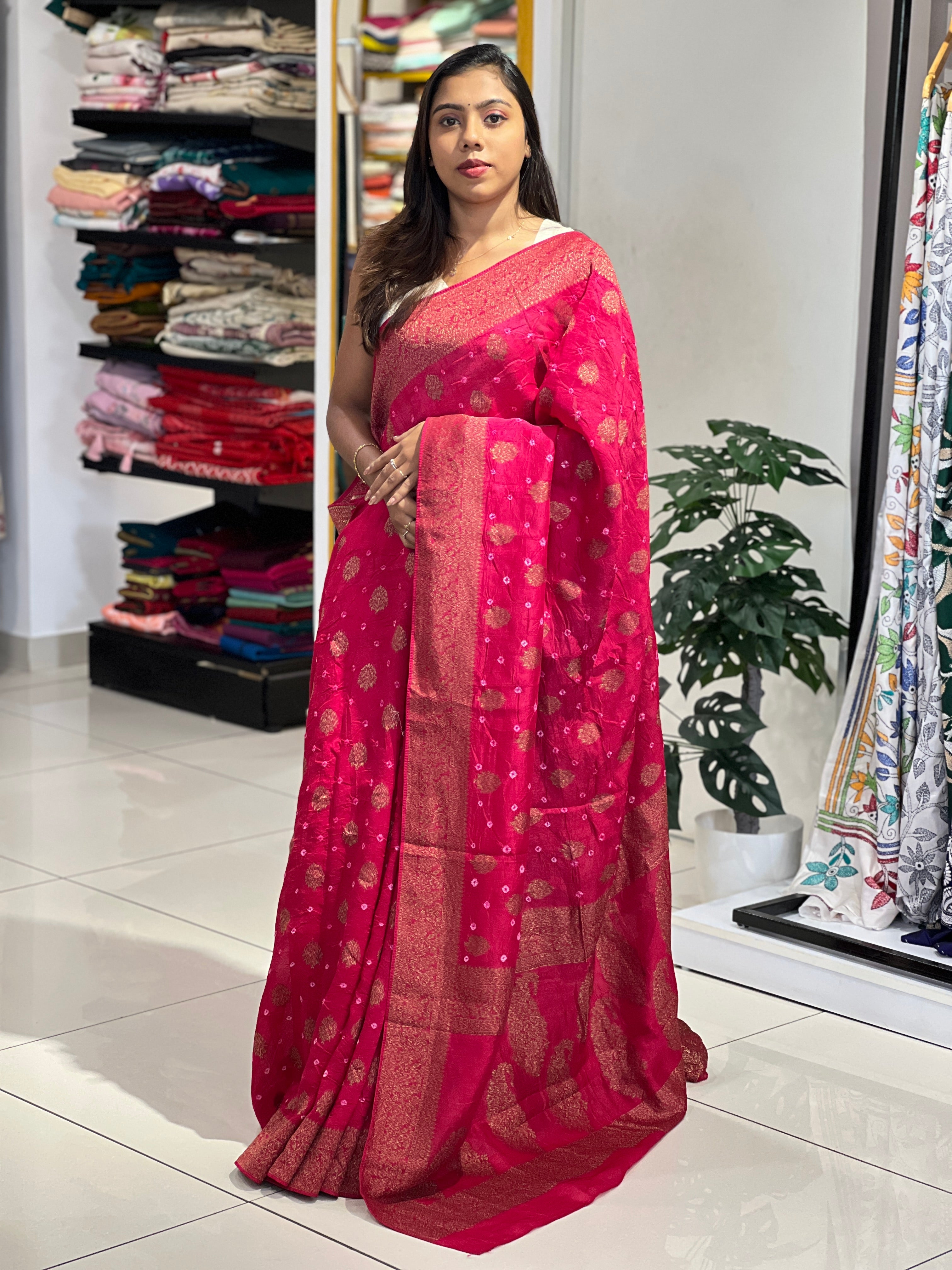 Banarasi & Bandhani Detailed Semi Tussar Saree | YNG1124