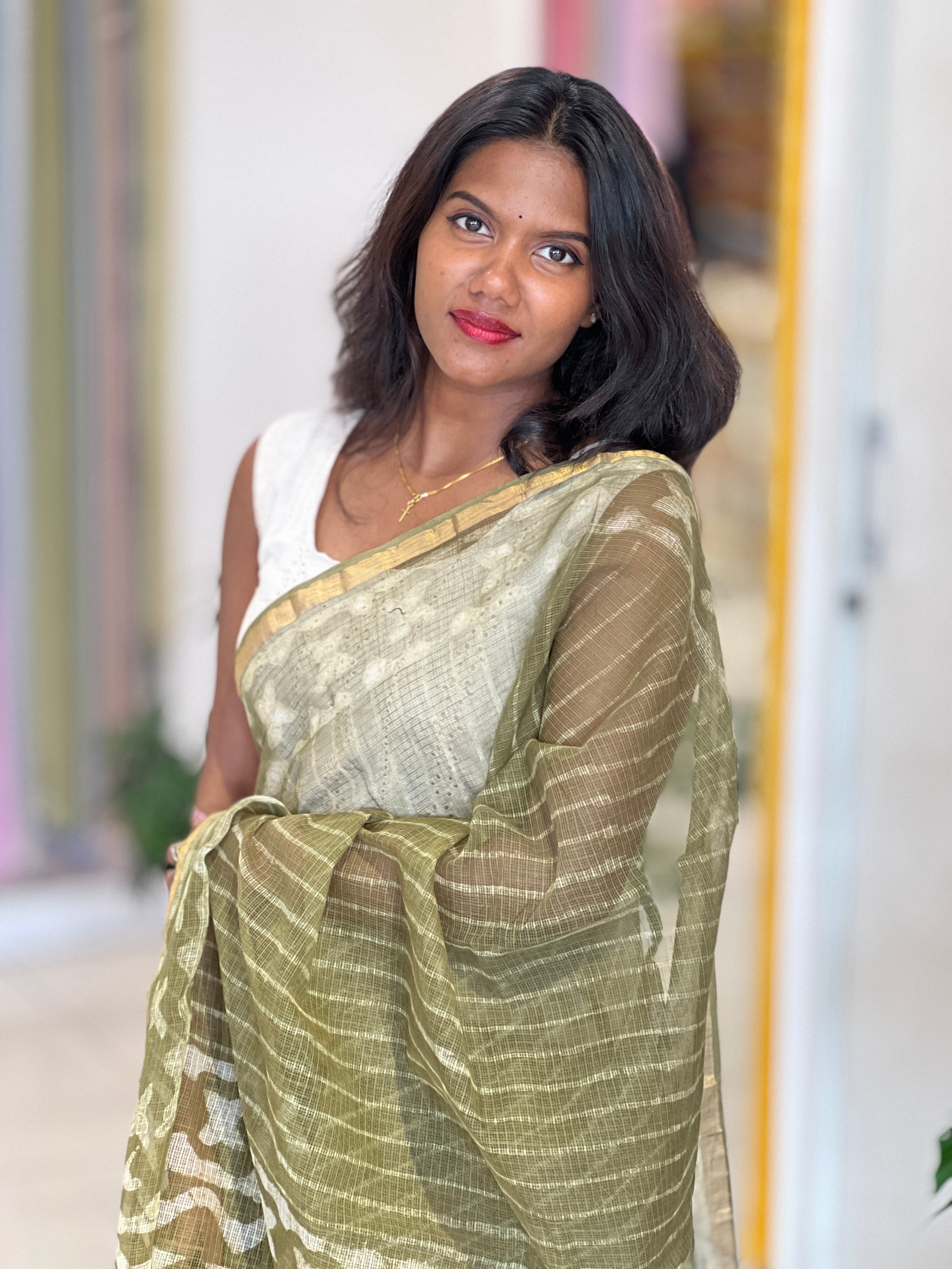 Floral Hand Block Printed Kota Saree | VFC612