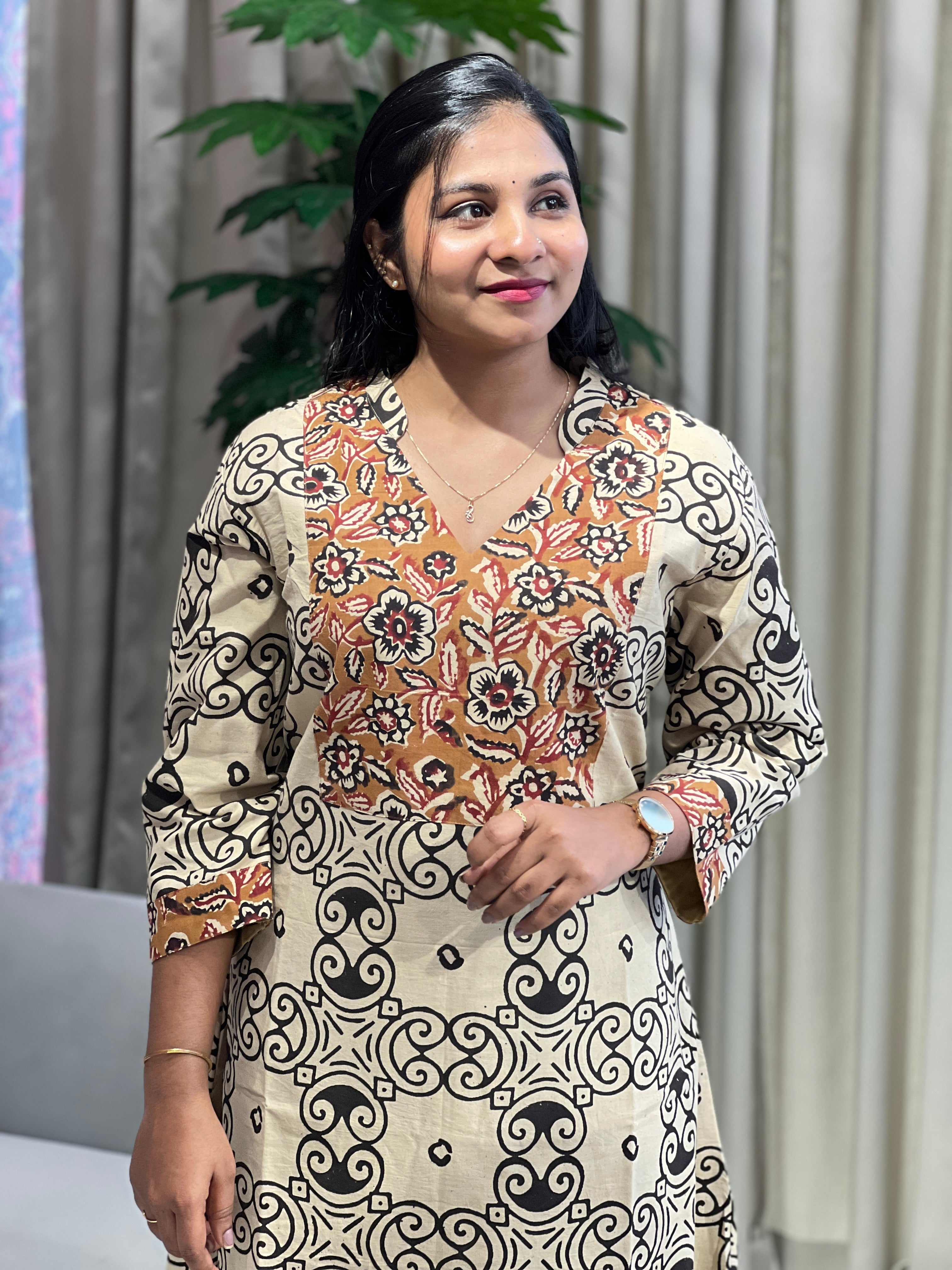 Printed A- Line Cotton Kurta | DNT887