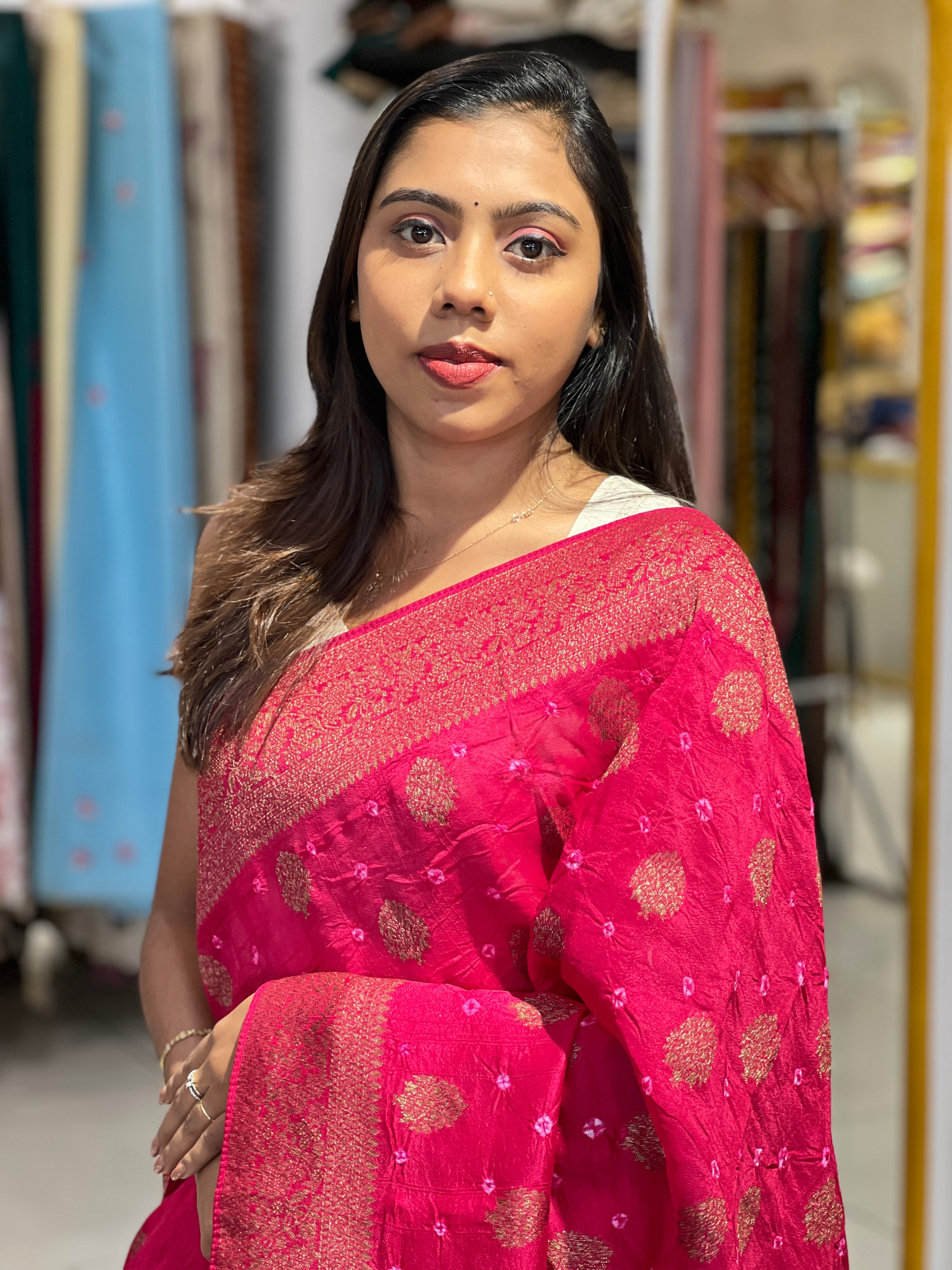 Banarasi & Bandhani Detailed Semi Tussar Saree | YNG1124