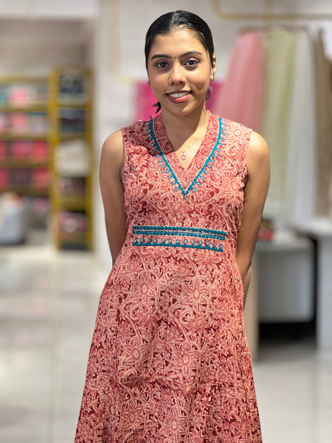 Kalamkari Inspired Printed Cotton Kurta | DIL128