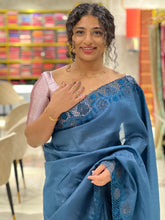 Stone Sticking Work Crushed Organza Saree | SBP425