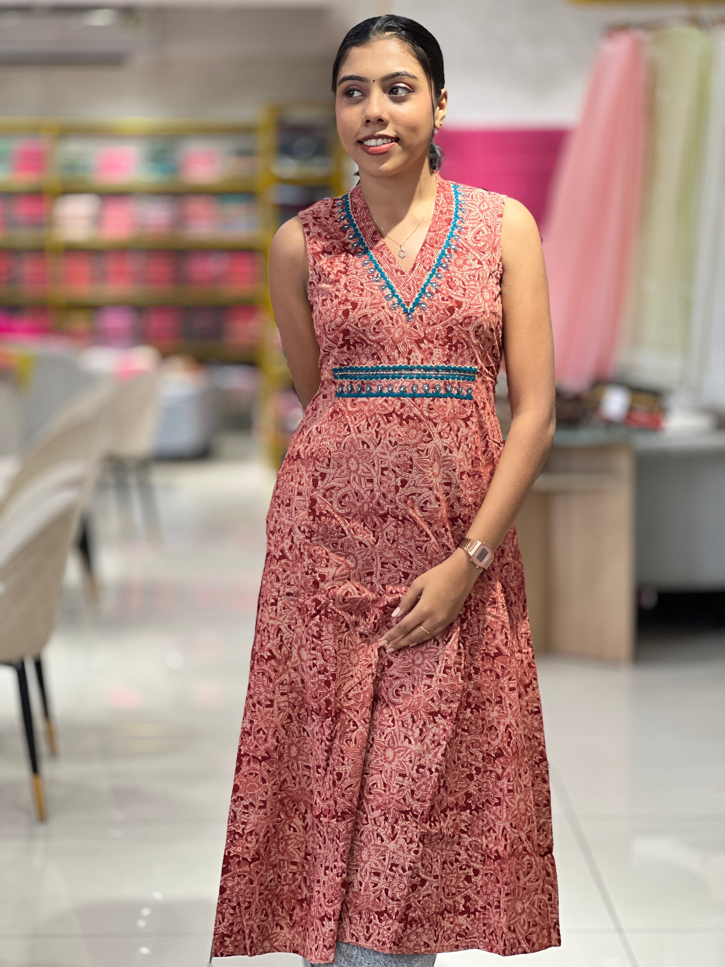 Kalamkari Inspired Printed Cotton Kurta | DIL128