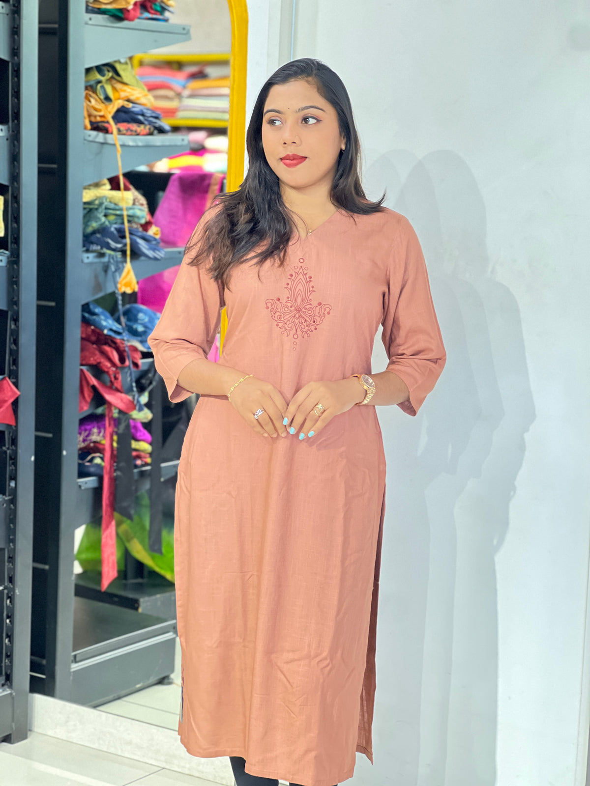 Embroidery Buta Pattern Rayon Kurta | VS146