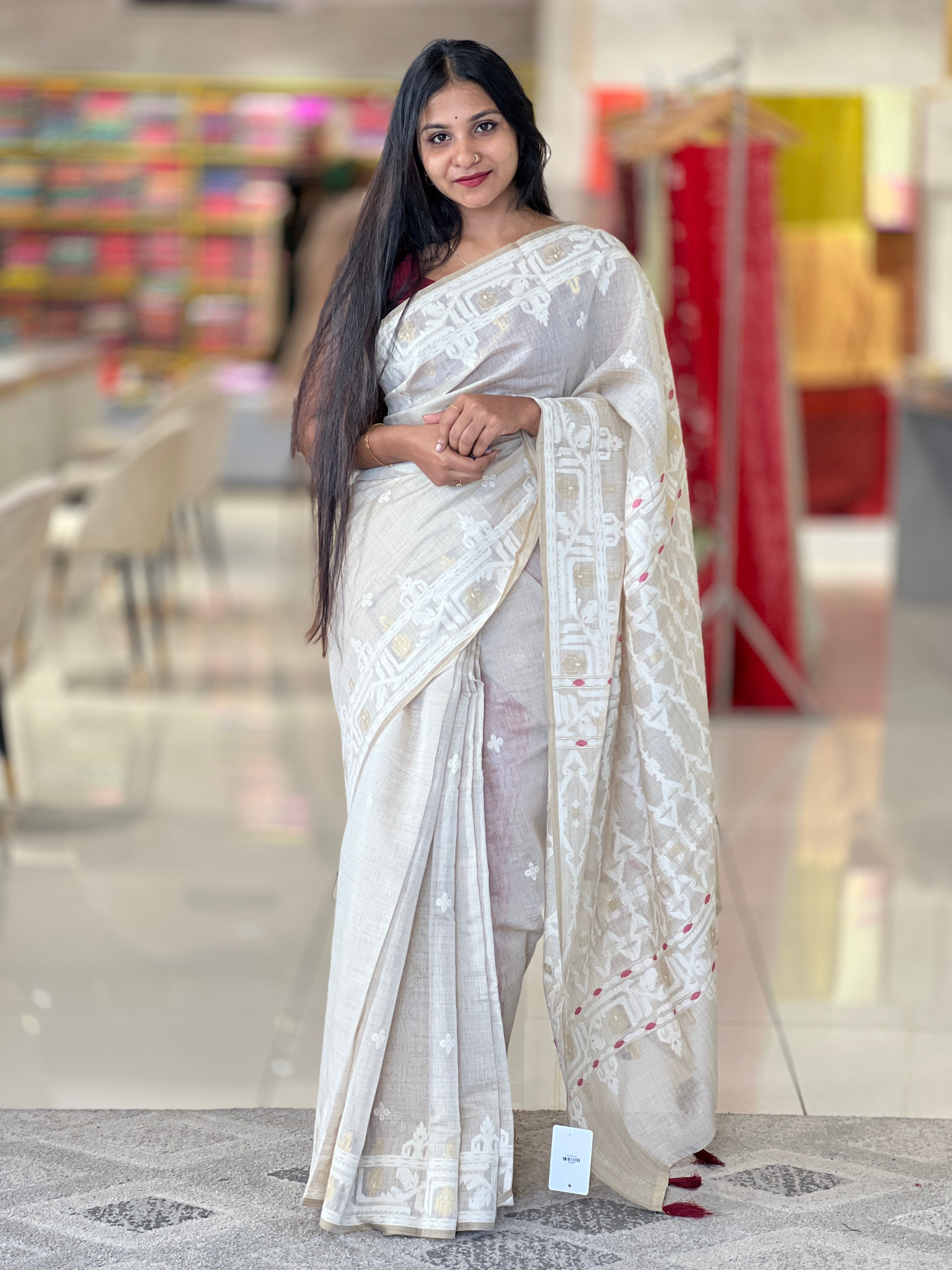 Traditional Jamdani Cotton Blend Saree | BLD887