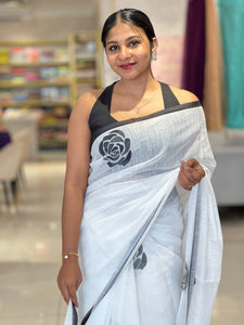Floral Digital Printed Bhagalpuri Linen Saree | HT211