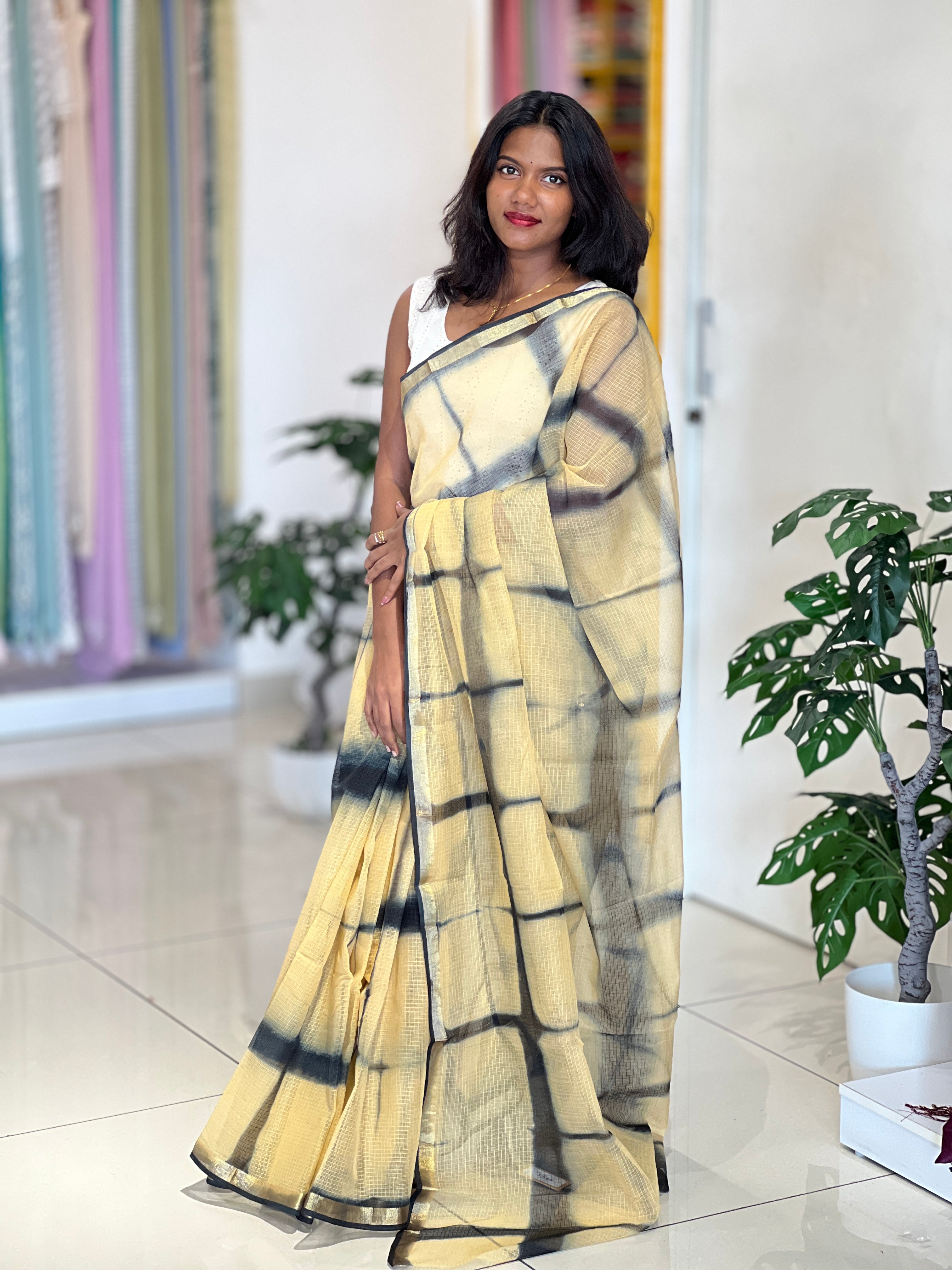 Shaded Check Pattern Kota Saree | VFC610
