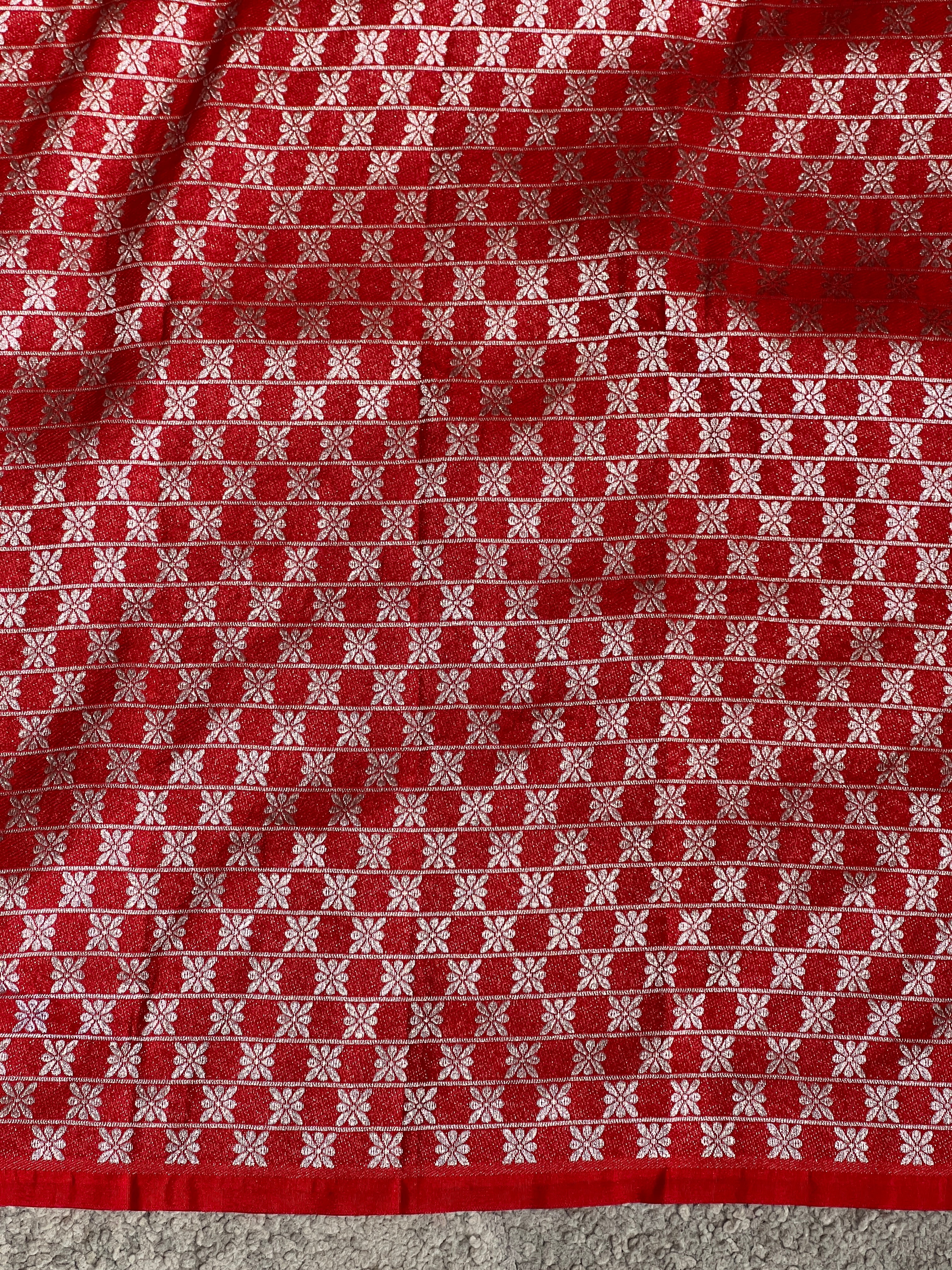 Silver Zari Buti Woven Semi Dupion Silk Saree | MB167