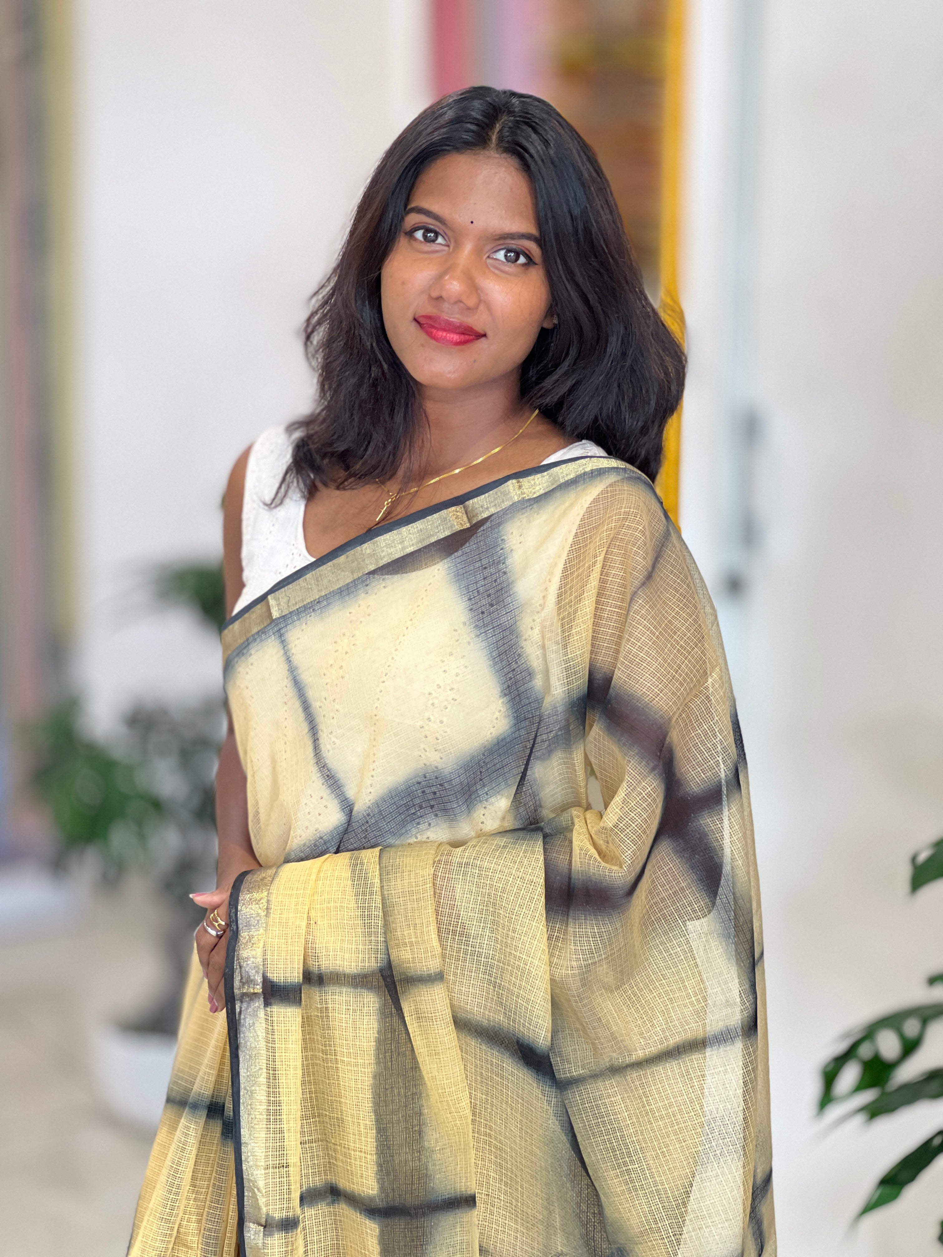Shaded Check Pattern Kota Saree | VFC610