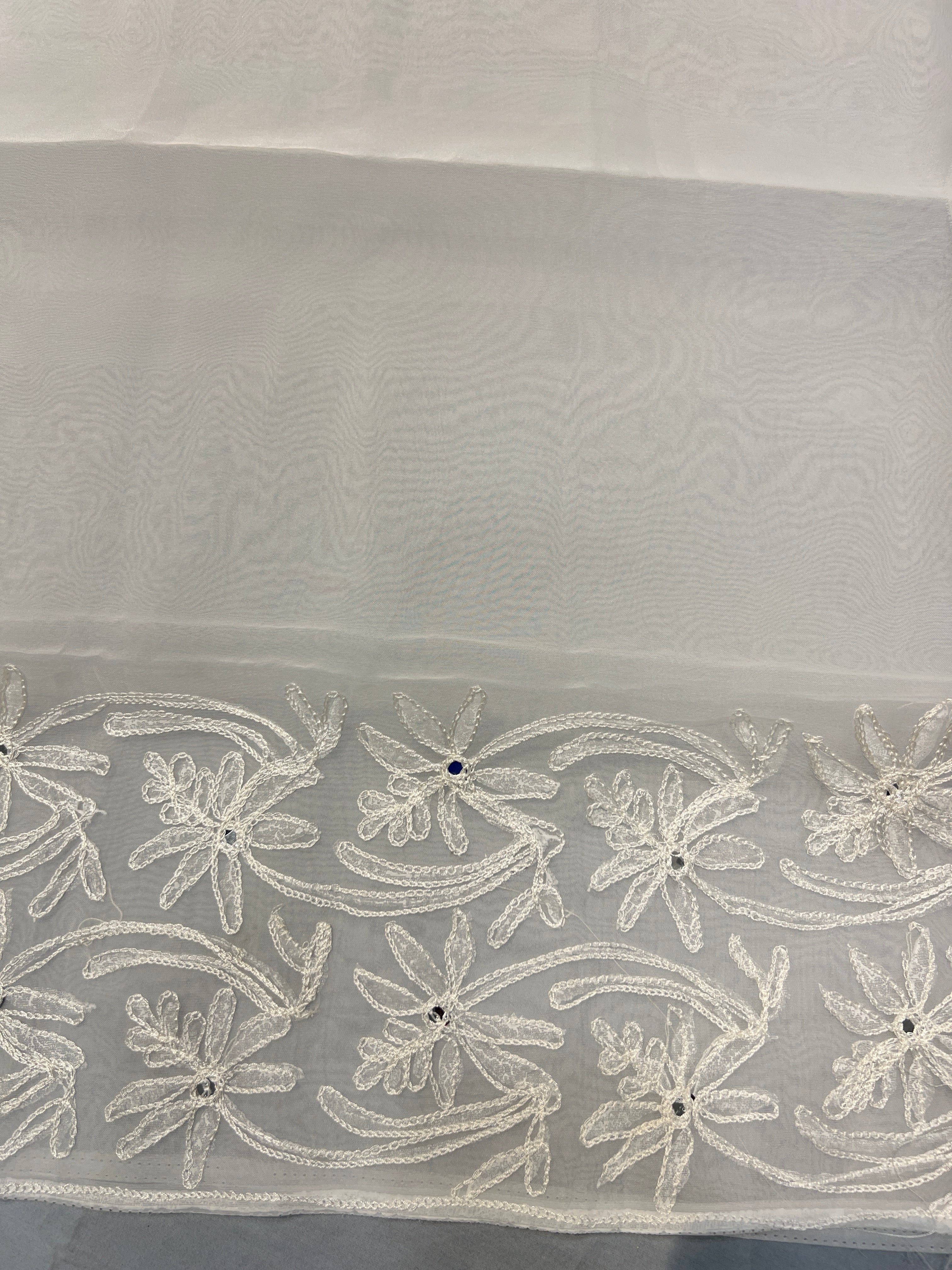 Machine Embroidery Detailed Organza Saree | JSC150