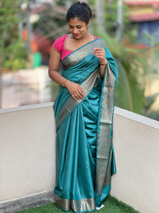 Zari Border Blended Tussar Saree | SK284