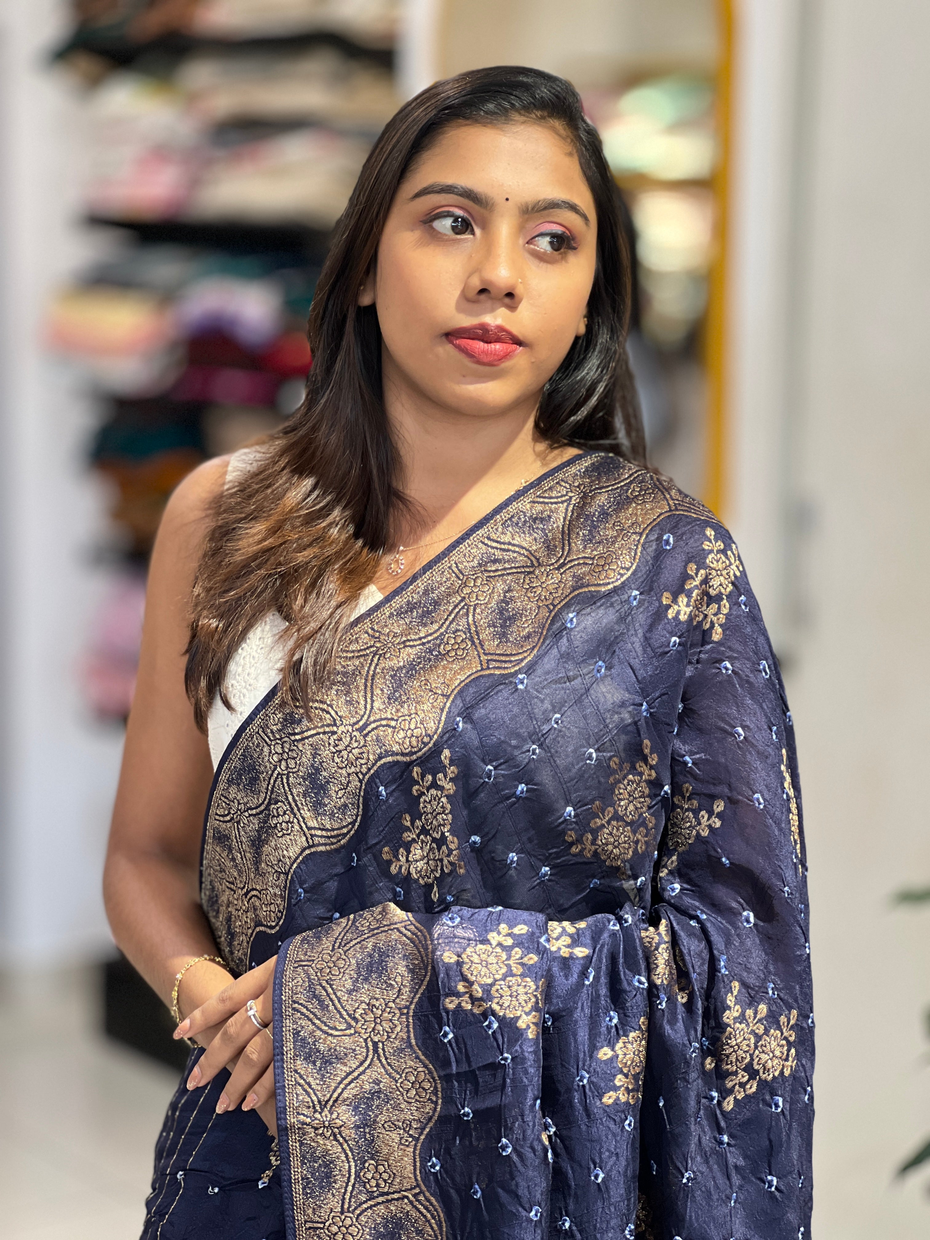 Banarasi & Bandhani Detailed Semi Tussar Saree | YNG1127