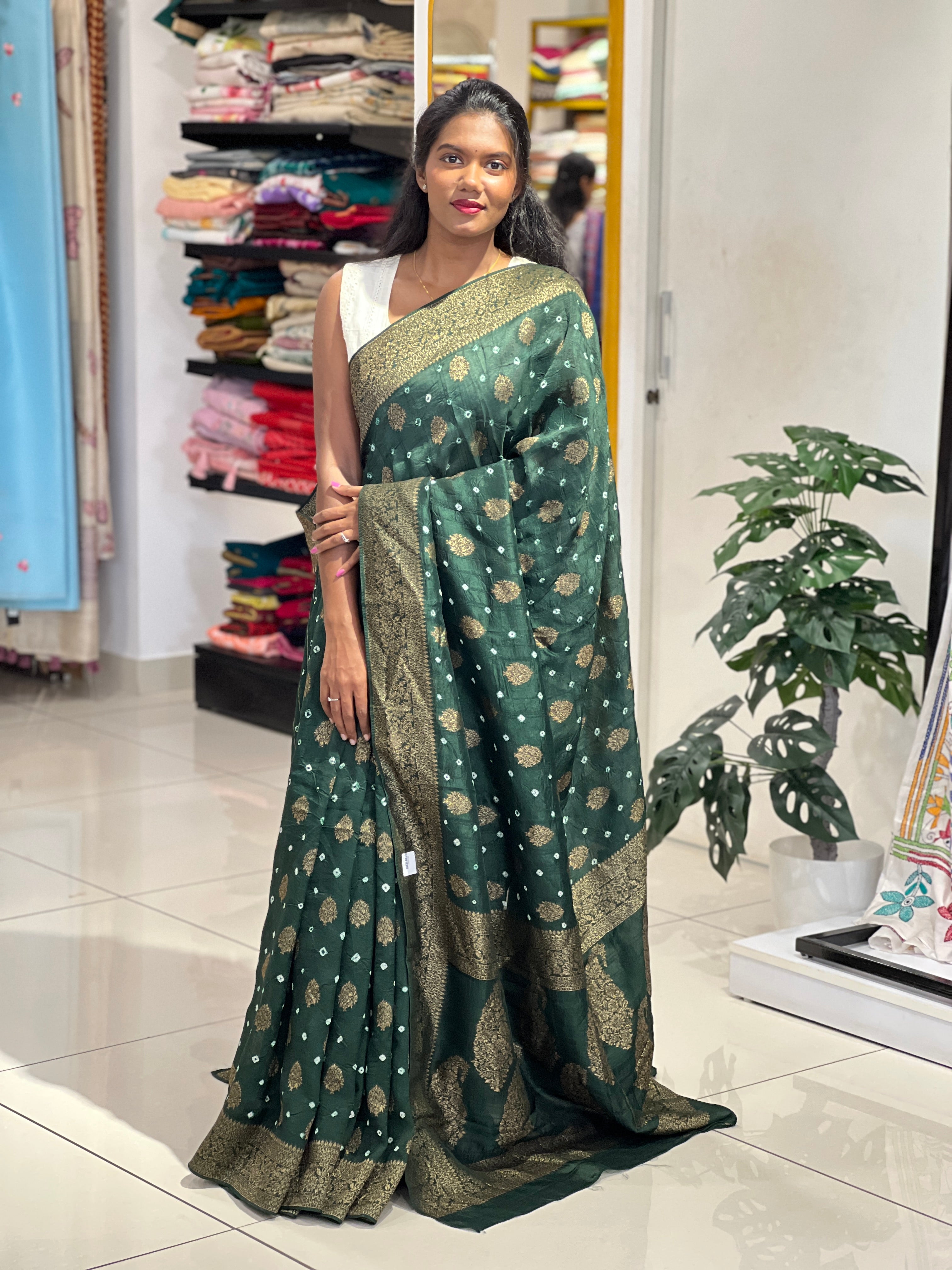 Banarasi & Bandhani Detailed Semi Tussar Saree | YNG1122