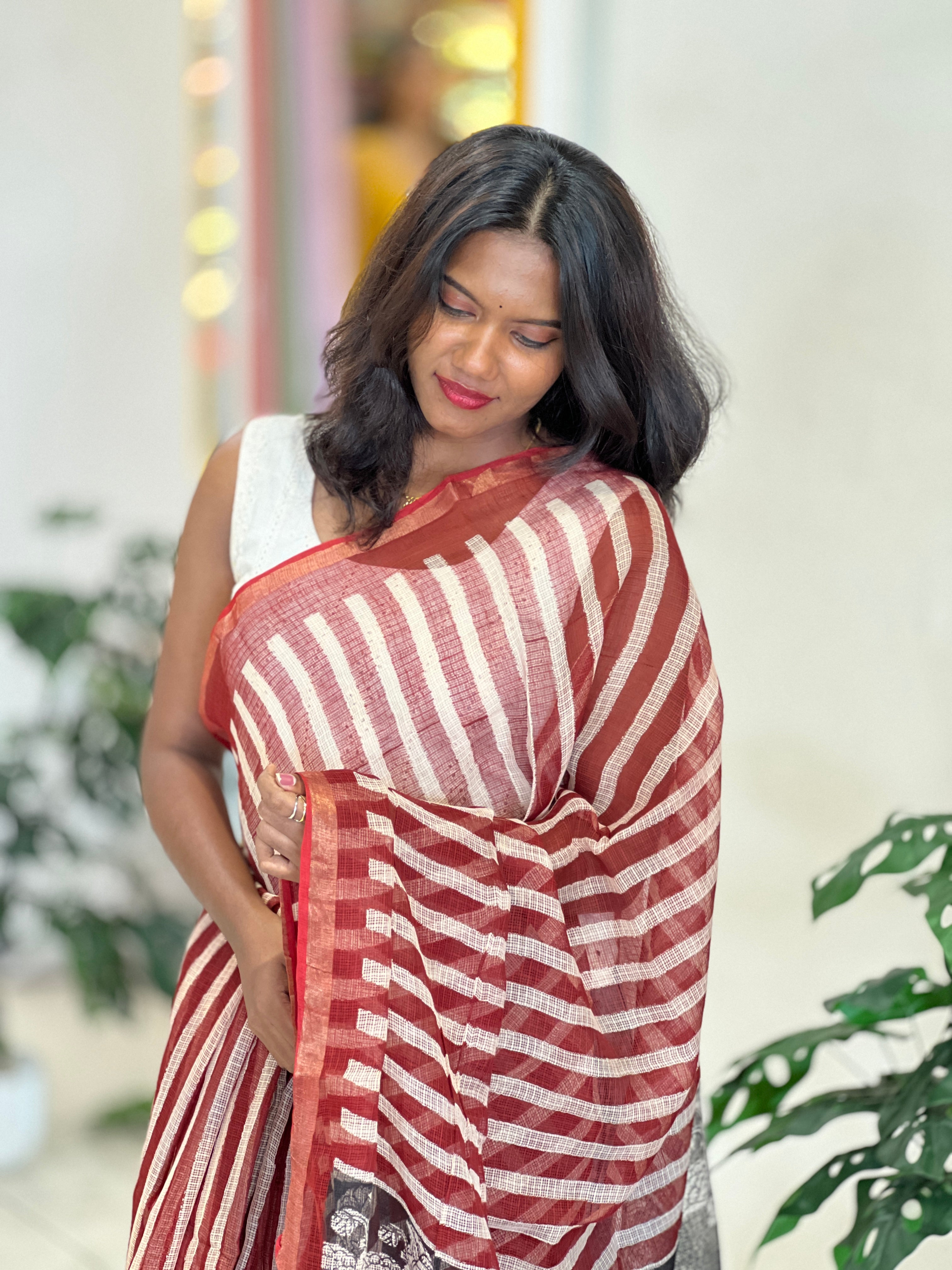 Floral Hand Block Printed Kota Saree | VFC605