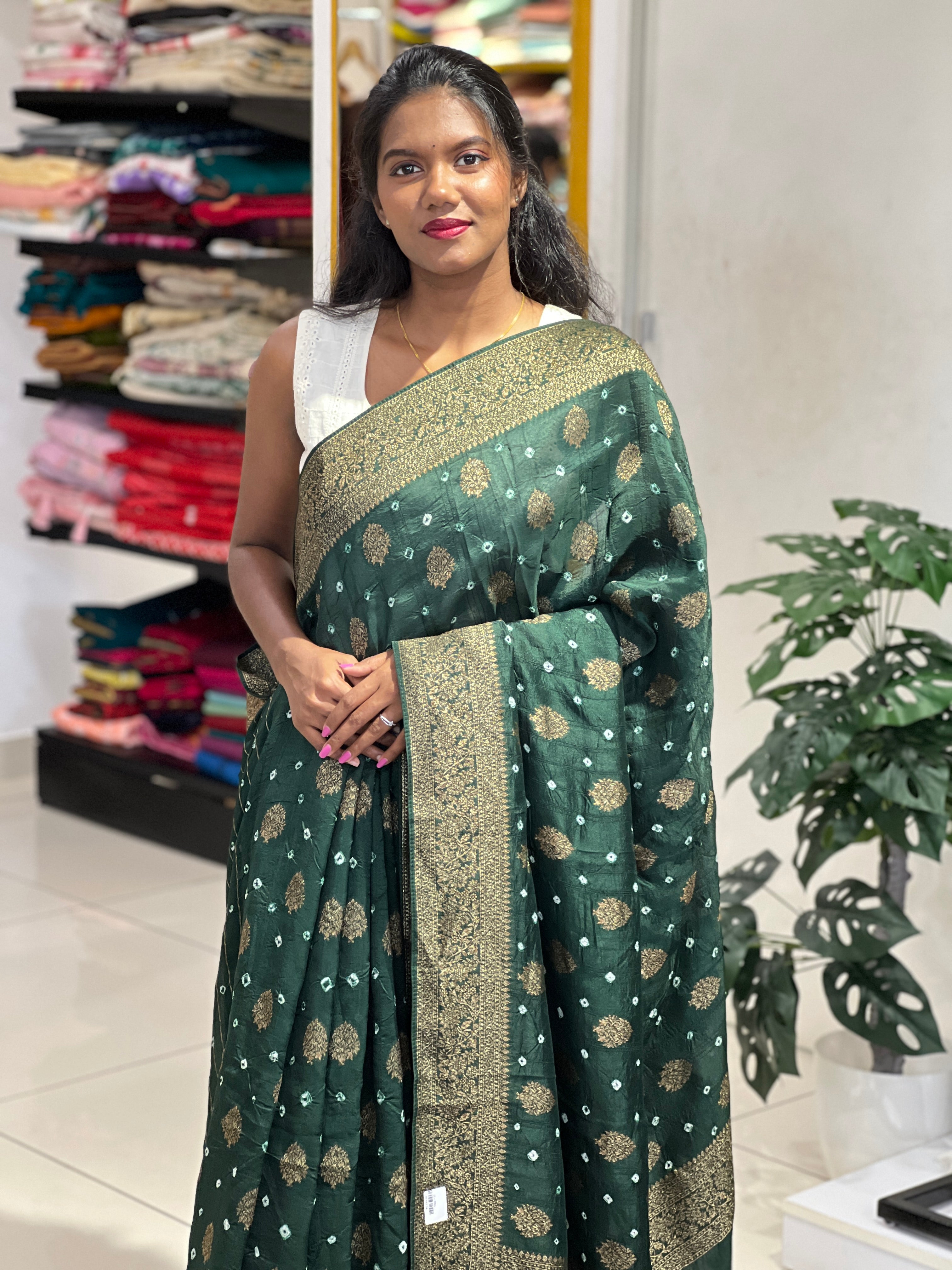 Banarasi & Bandhani Detailed Semi Tussar Saree | YNG1122