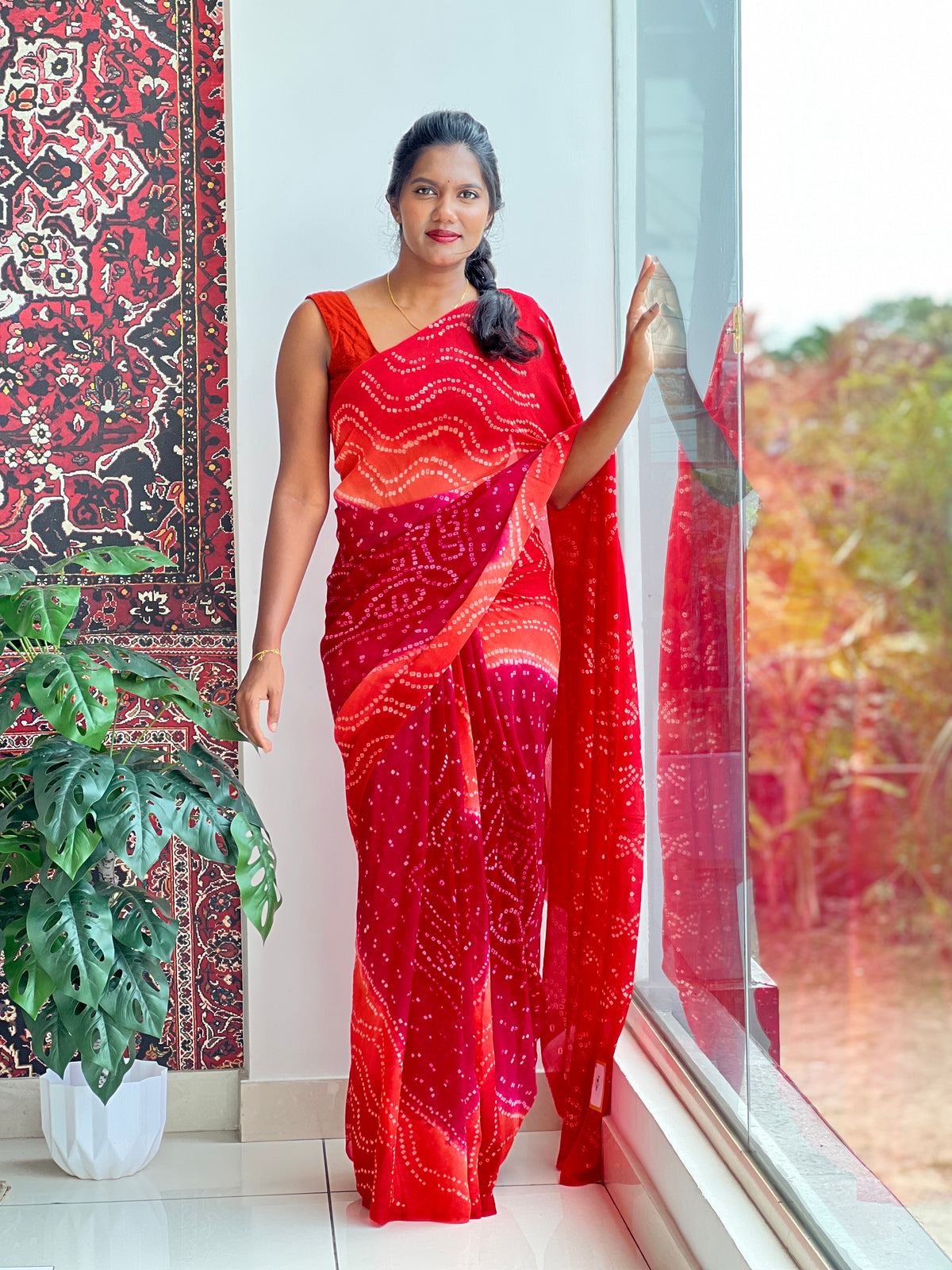 Tie & Dye Bandhini Printed Pure Georgette Saree | MSB141