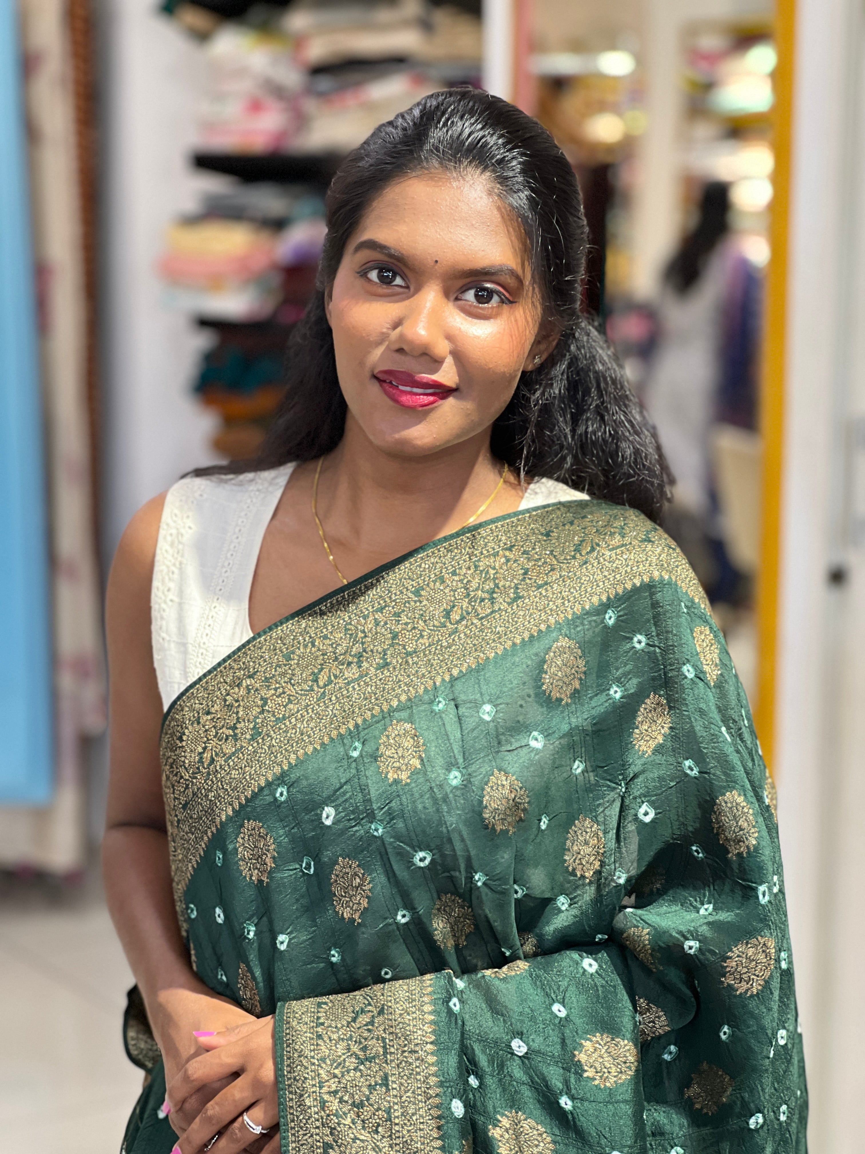 Banarasi & Bandhani Detailed Semi Tussar Saree | YNG1122