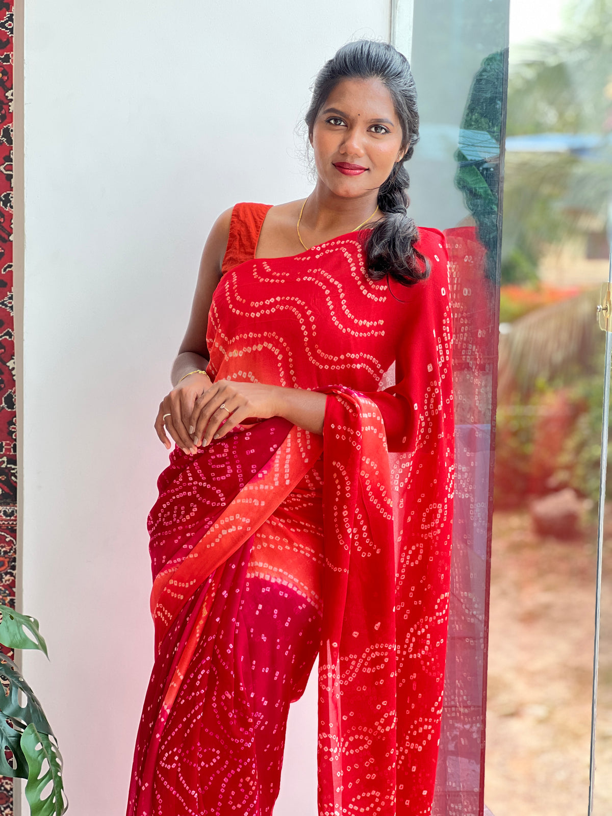 Tie & Dye Bandhini Printed Pure Georgette Saree | MSB141