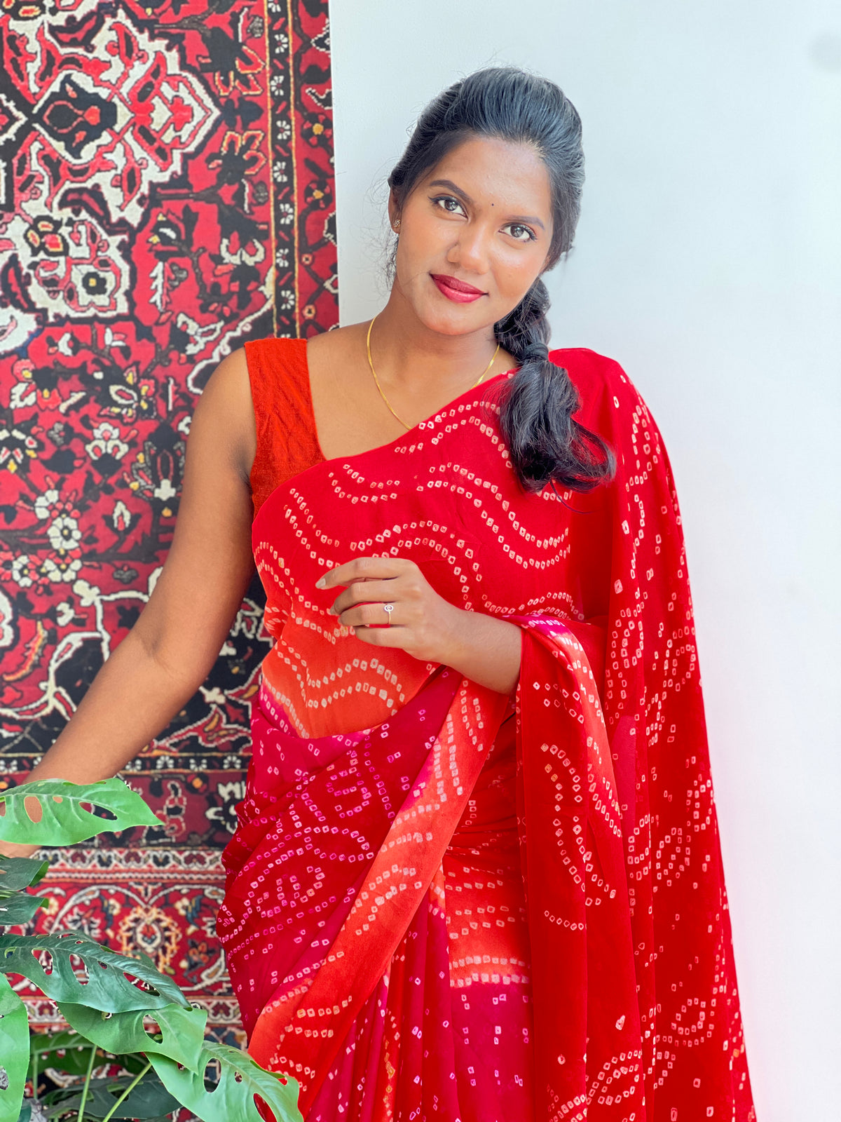 Tie & Dye Bandhini Printed Pure Georgette Saree | MSB141