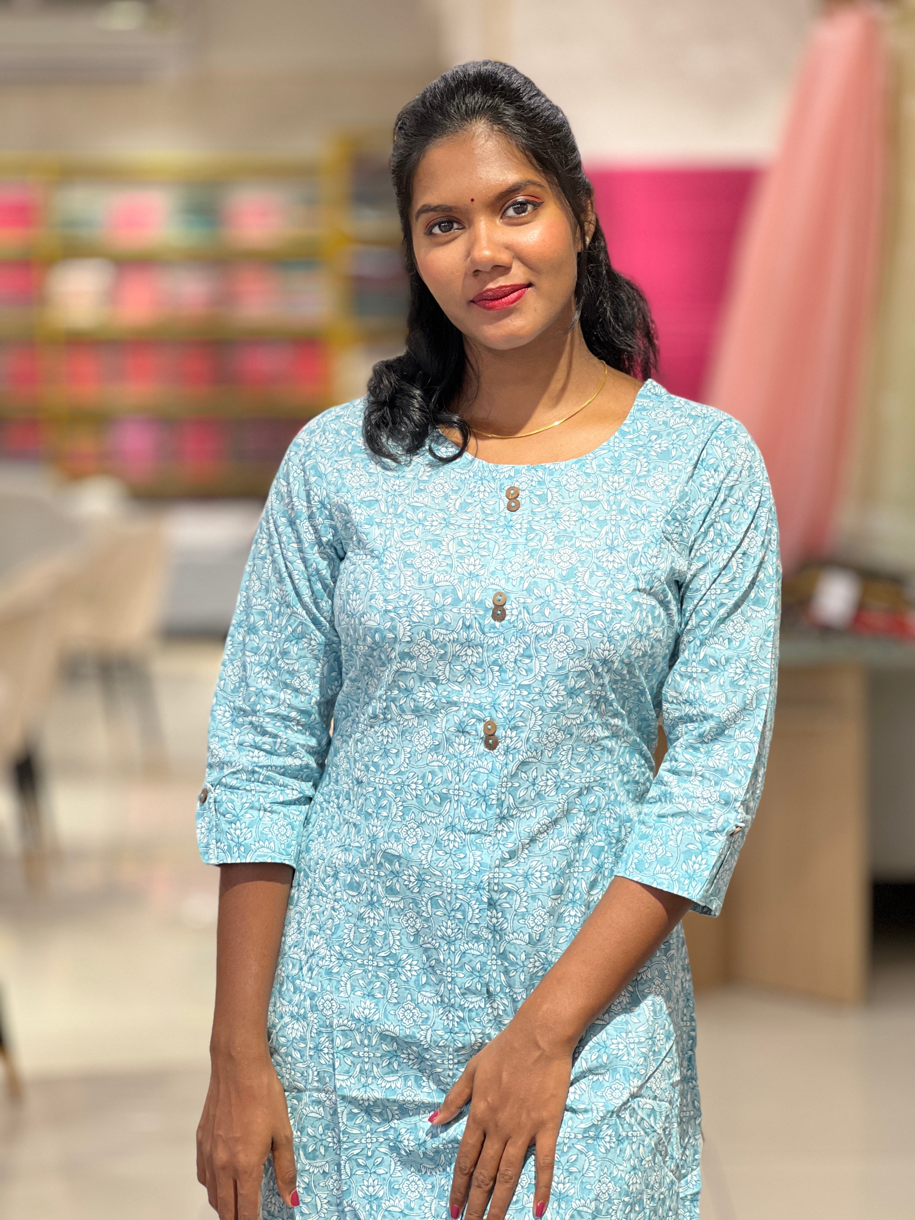 Floral Printed Cotton Kurta | DIL114