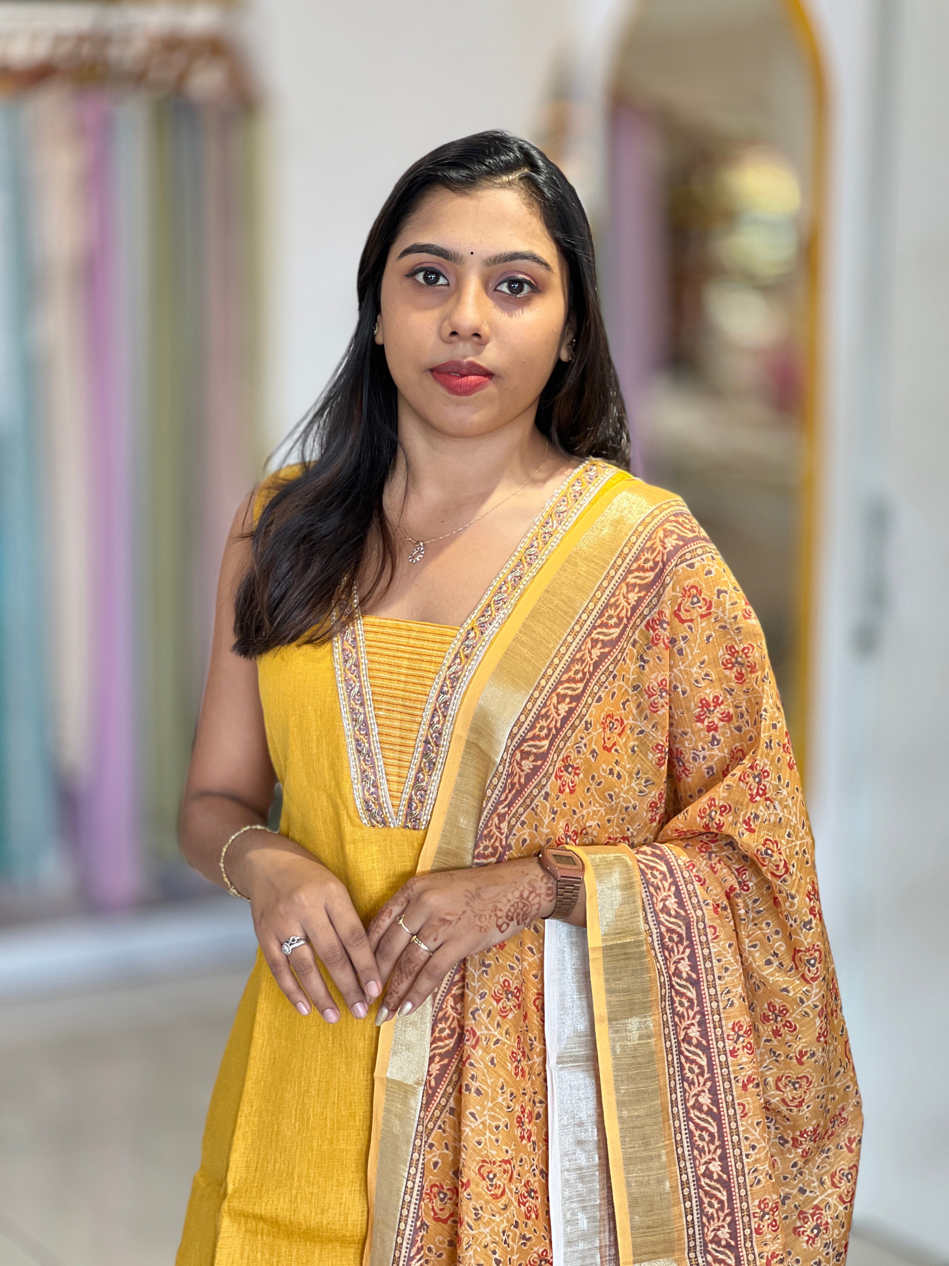 Hand Work Detailed Linen Cotton Kurta Set |NAI215