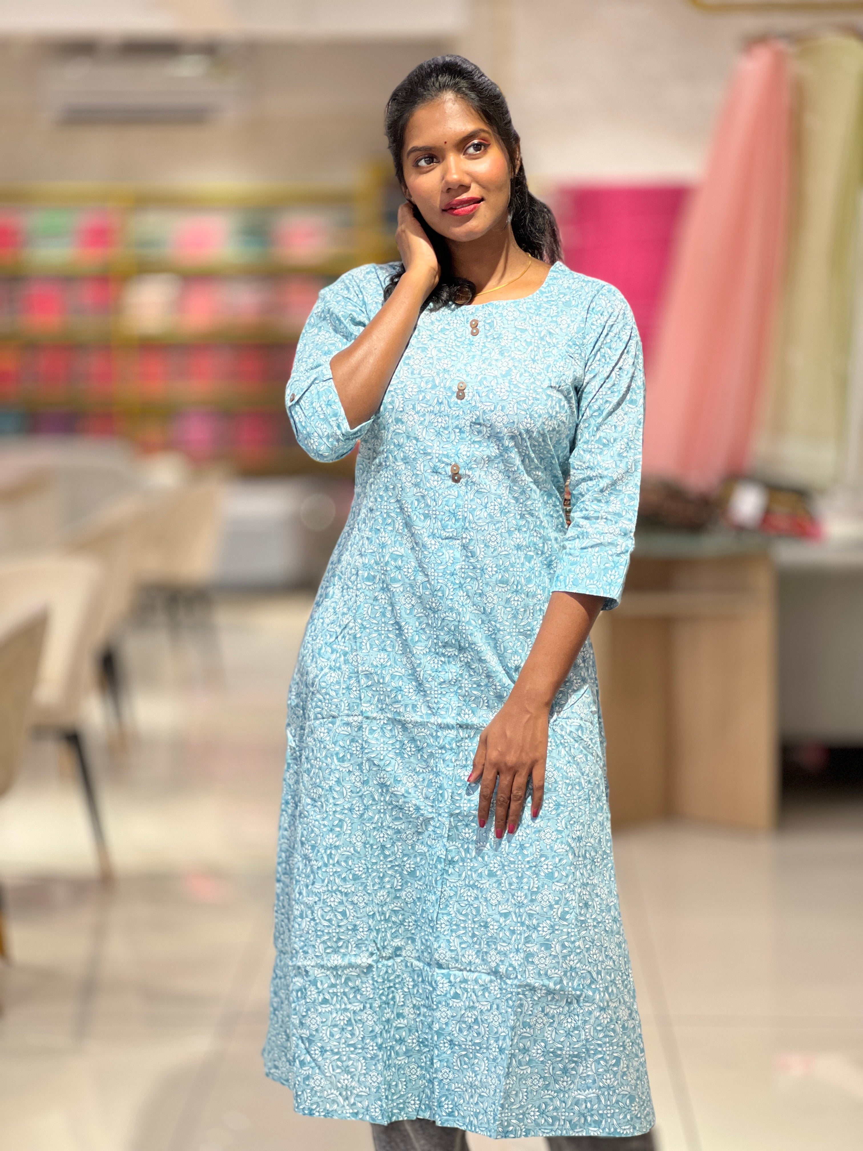 Floral Printed Cotton Kurta | DIL114