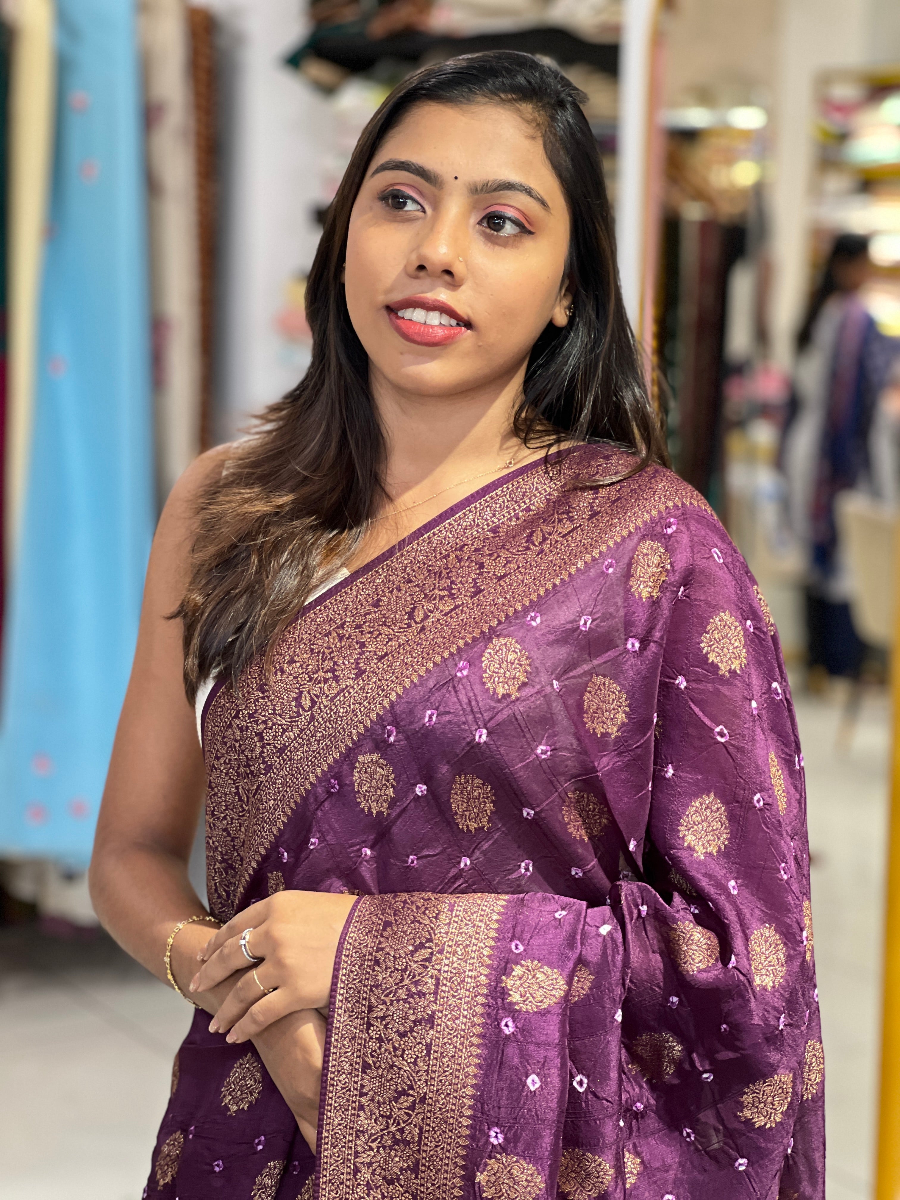 Banarasi & Bandhani Detailed Semi Tussar Saree | YNG1125
