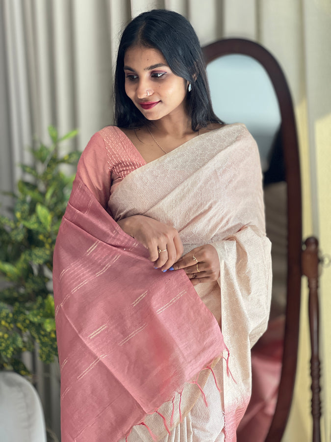 Kantha Weaved Bhagalpuri Linen Saree | DLS265