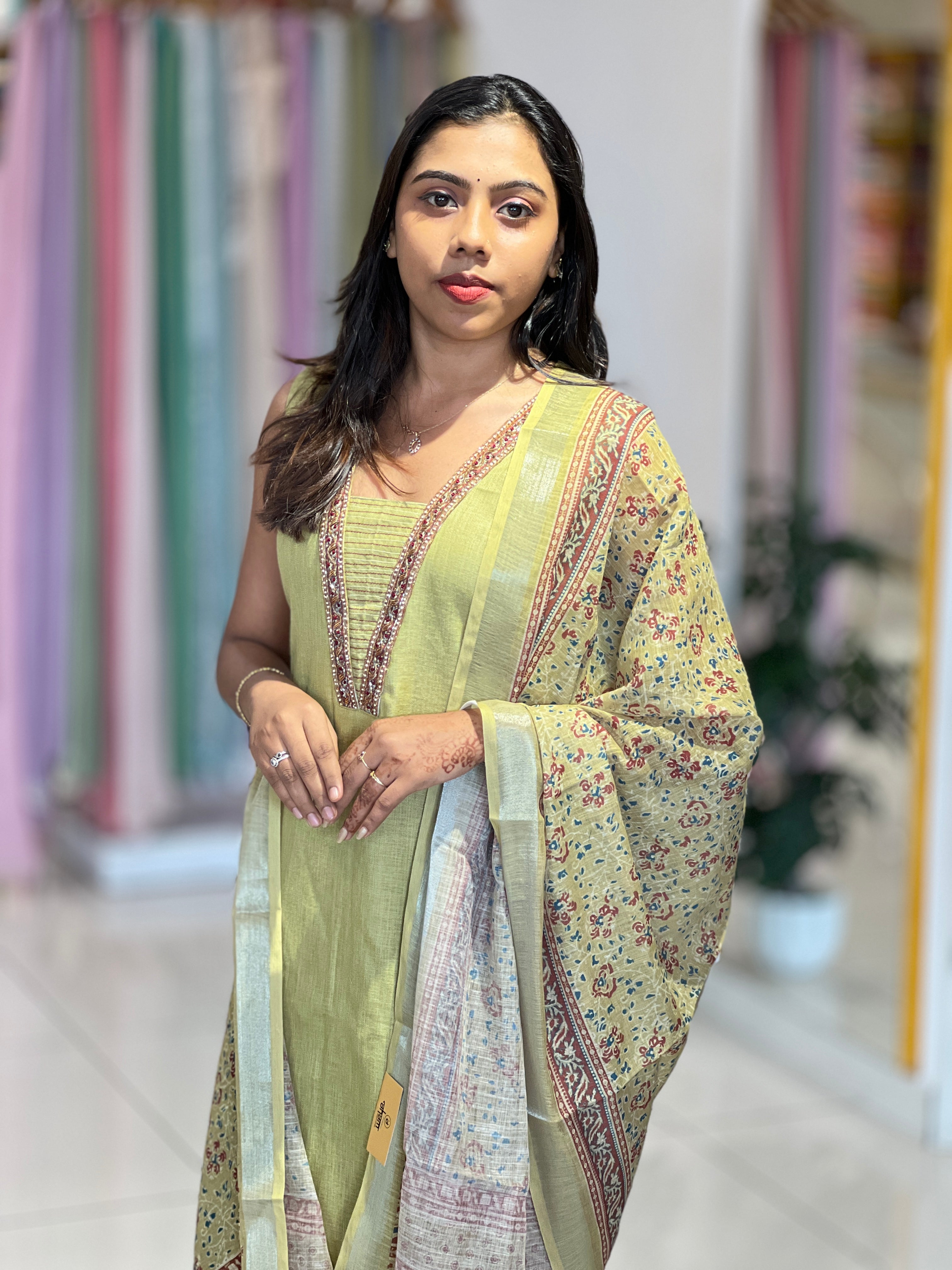 Hand Work Detailed Linen Cotton Kurta Set |NAI217