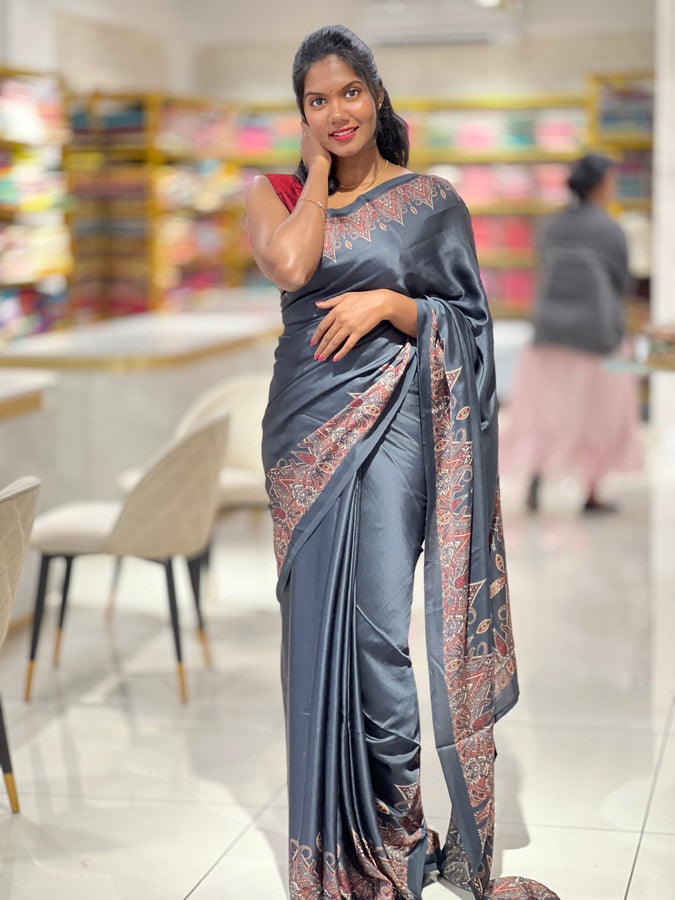 Printed Pattern Semi Modal Saree | HT112
