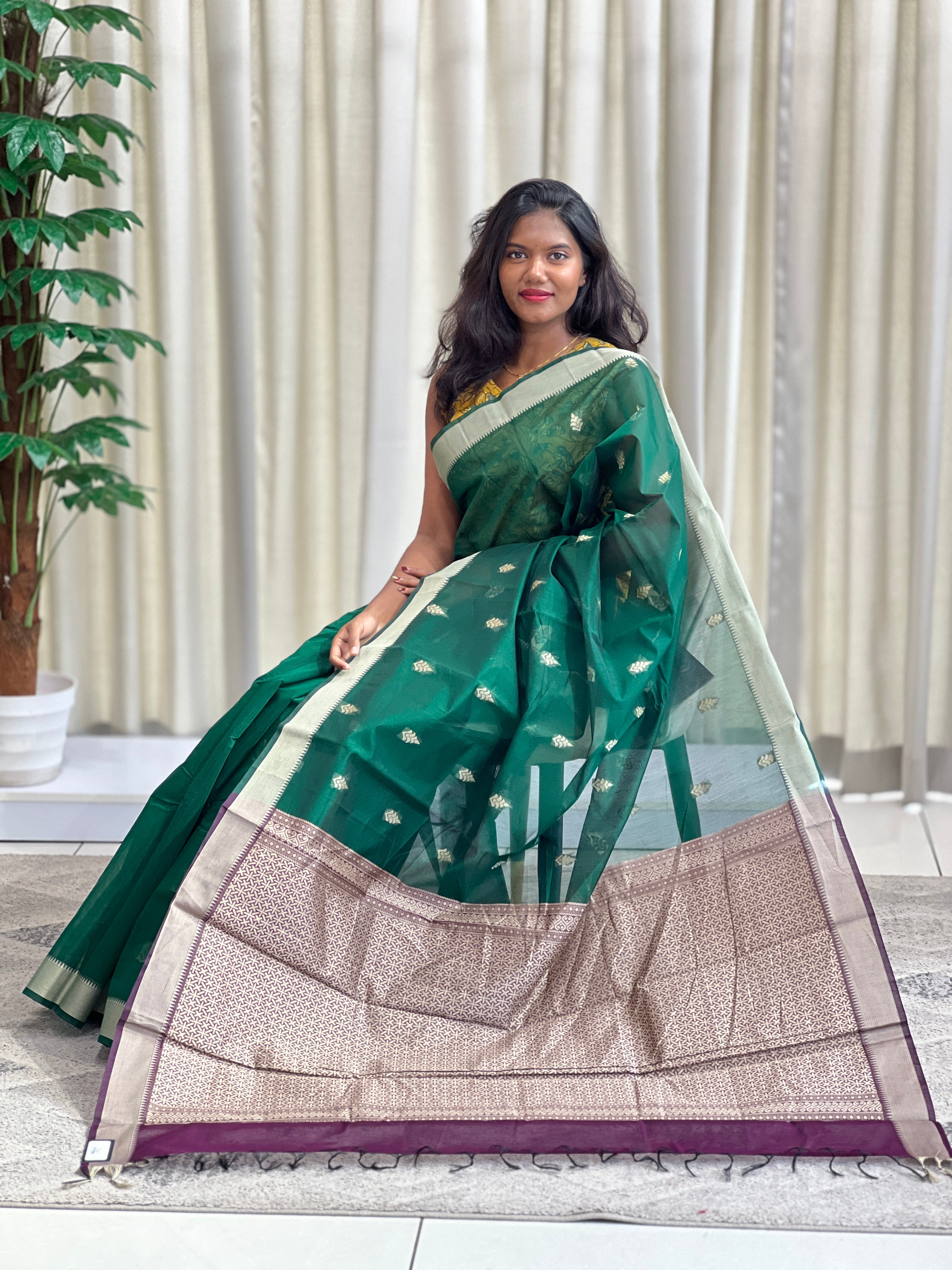 Thread Woven Buta Pattern Cotton Silk Saree | RAT124