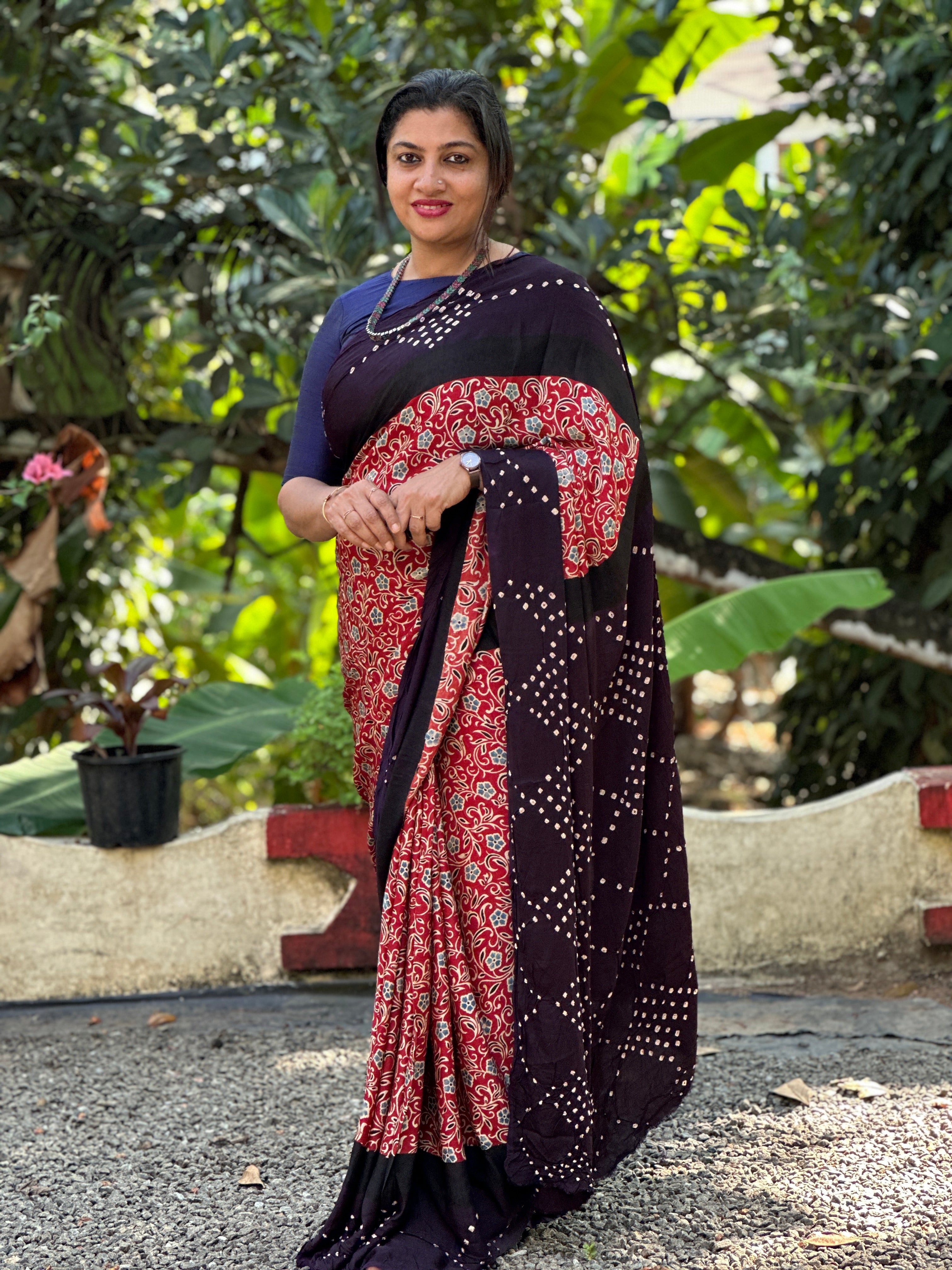 Tie & Dye Pattern Modal Silk Saree | TOT126