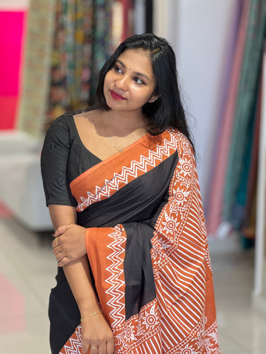 Screen Printed Cotton Saree | VFC485