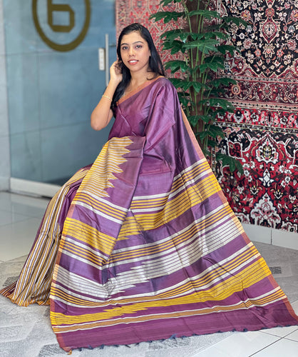 Stripe Detailed Tussar Saree | PD904