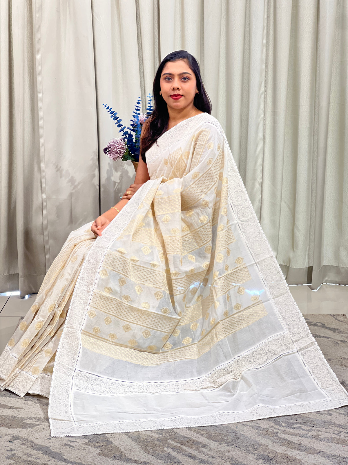 Golden Zari  Woven Chanderi Saree | MM674