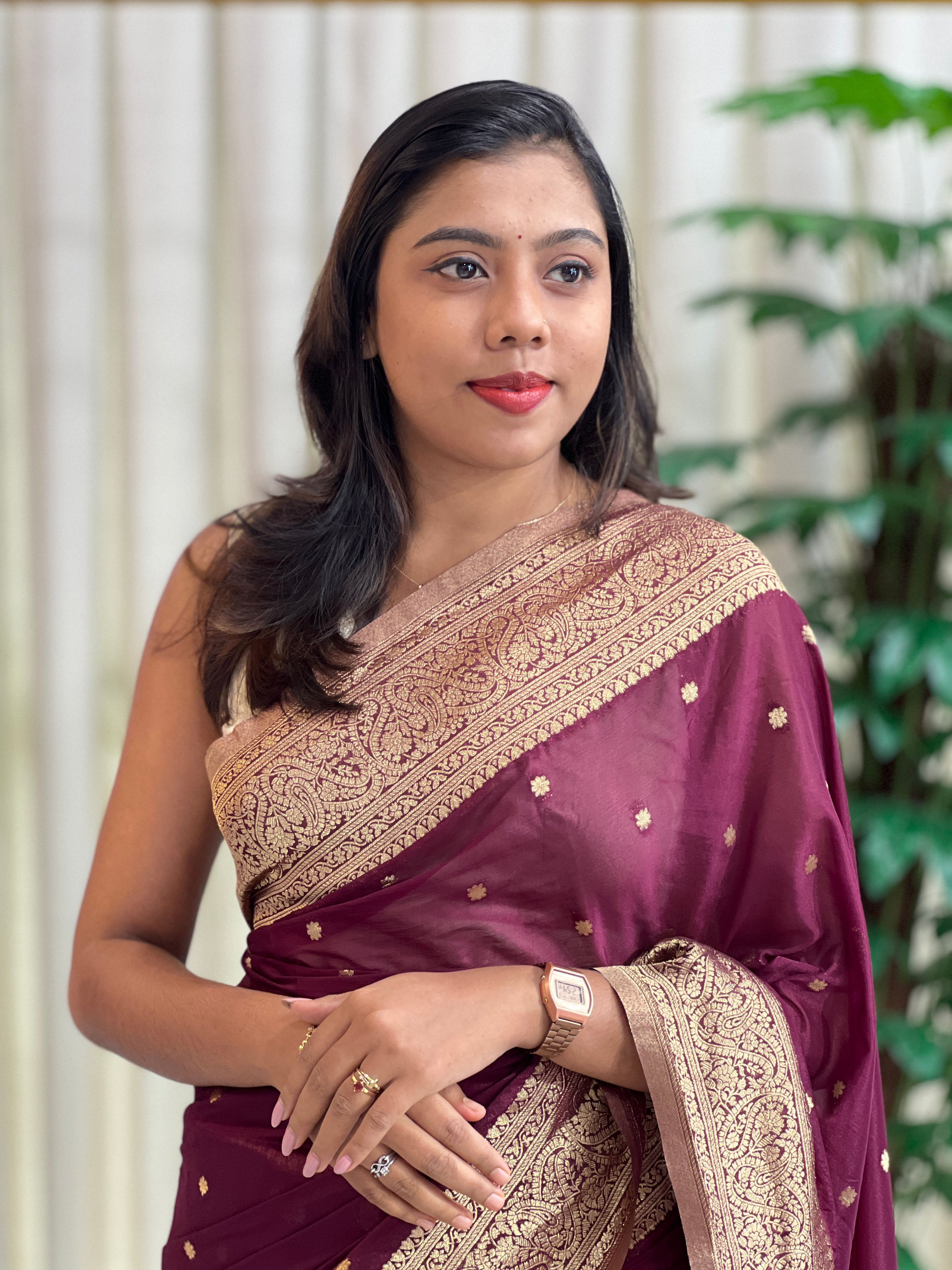 Buta Woven Pattern Chinnon Saree | RS164