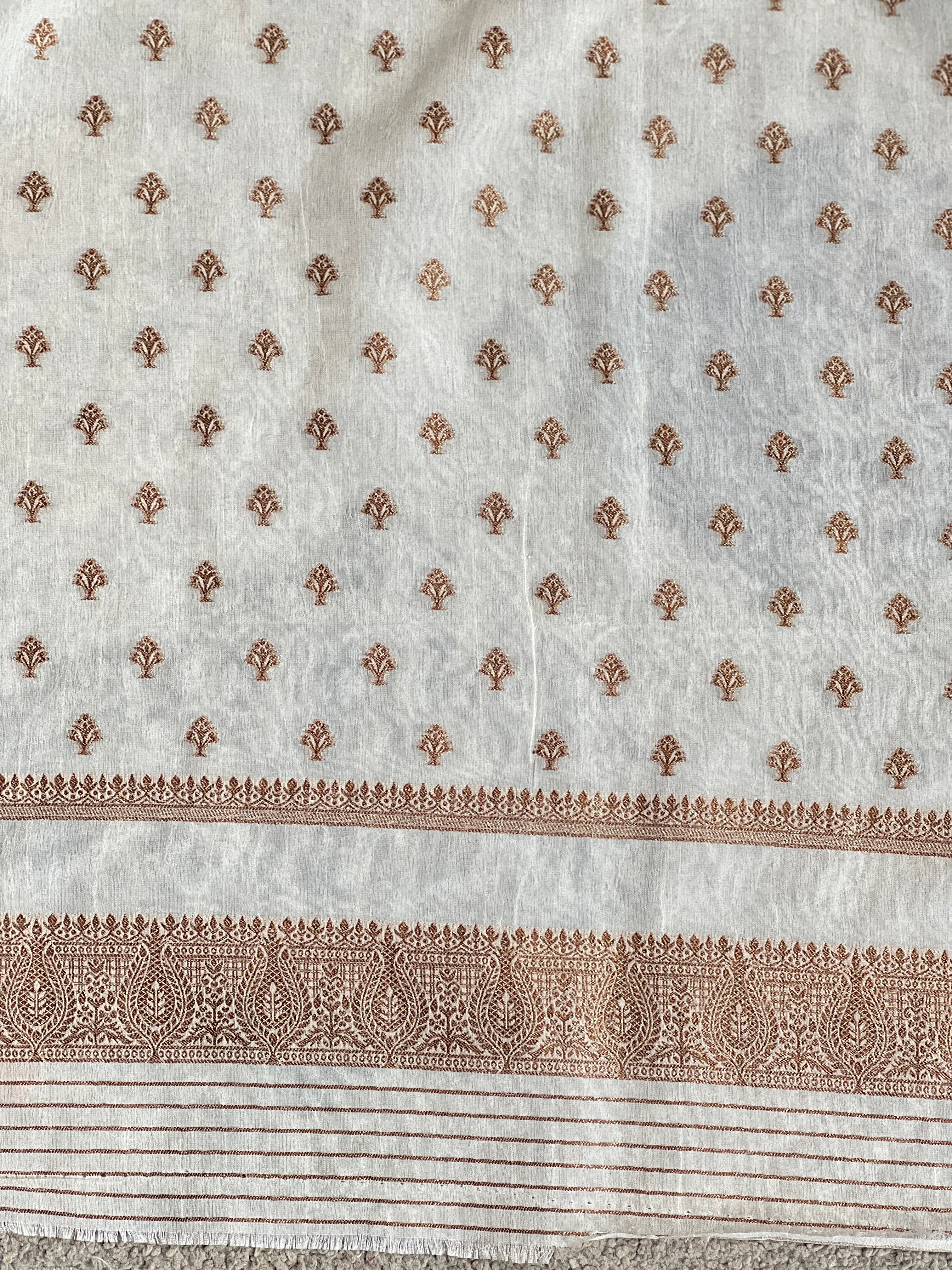 Antique Gold Zari Buta Woven Georgette Saree | RS111