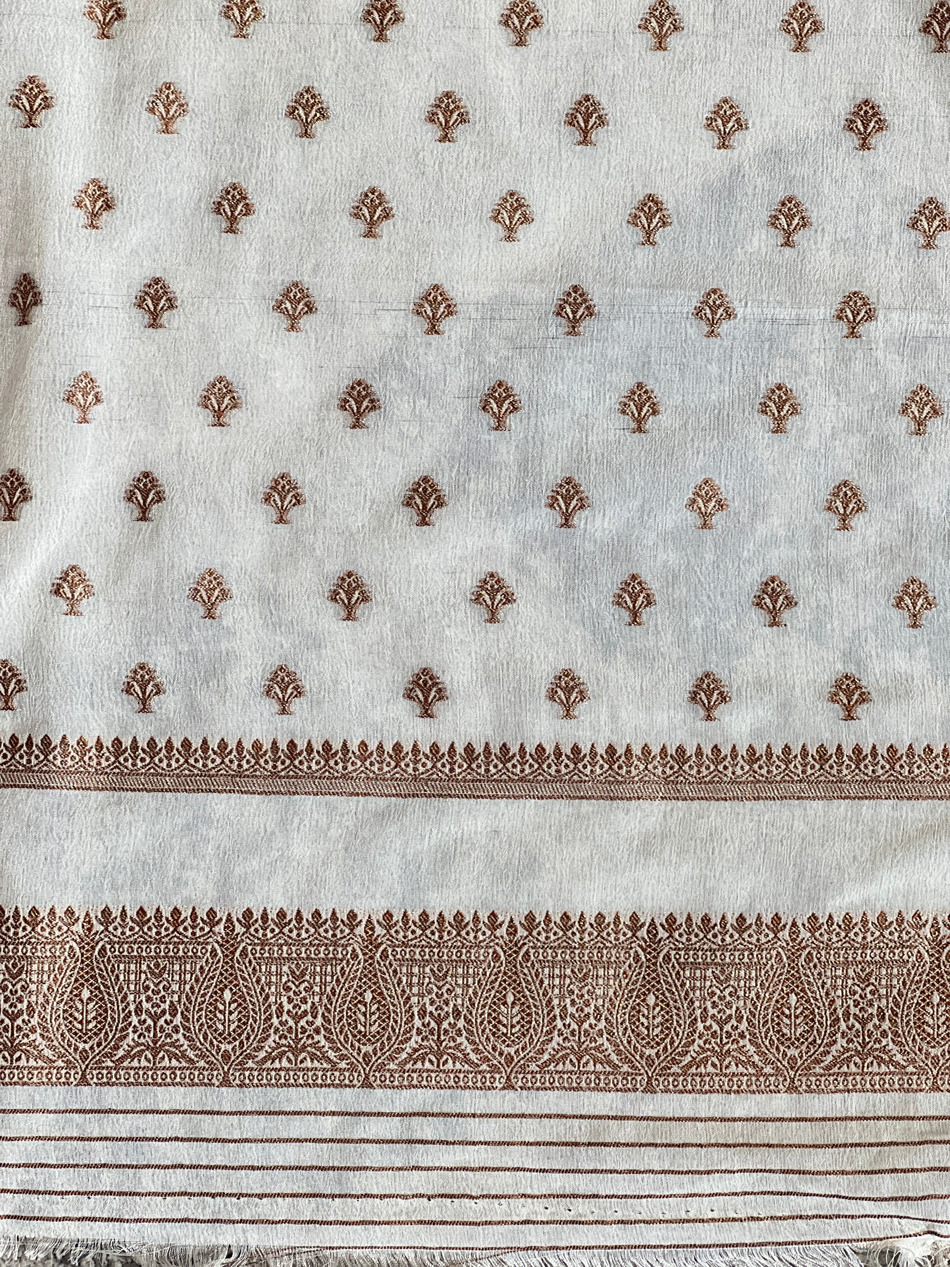 Antique Gold Zari Buta Woven Georgette Saree | RS112