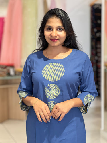 Print With Kantha Highlighted Cotton Kurta Top & Bottom | DIL123