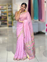 Jamdani Weaved Lotus Detailed Bagalpuri Linen Saree | SSN206