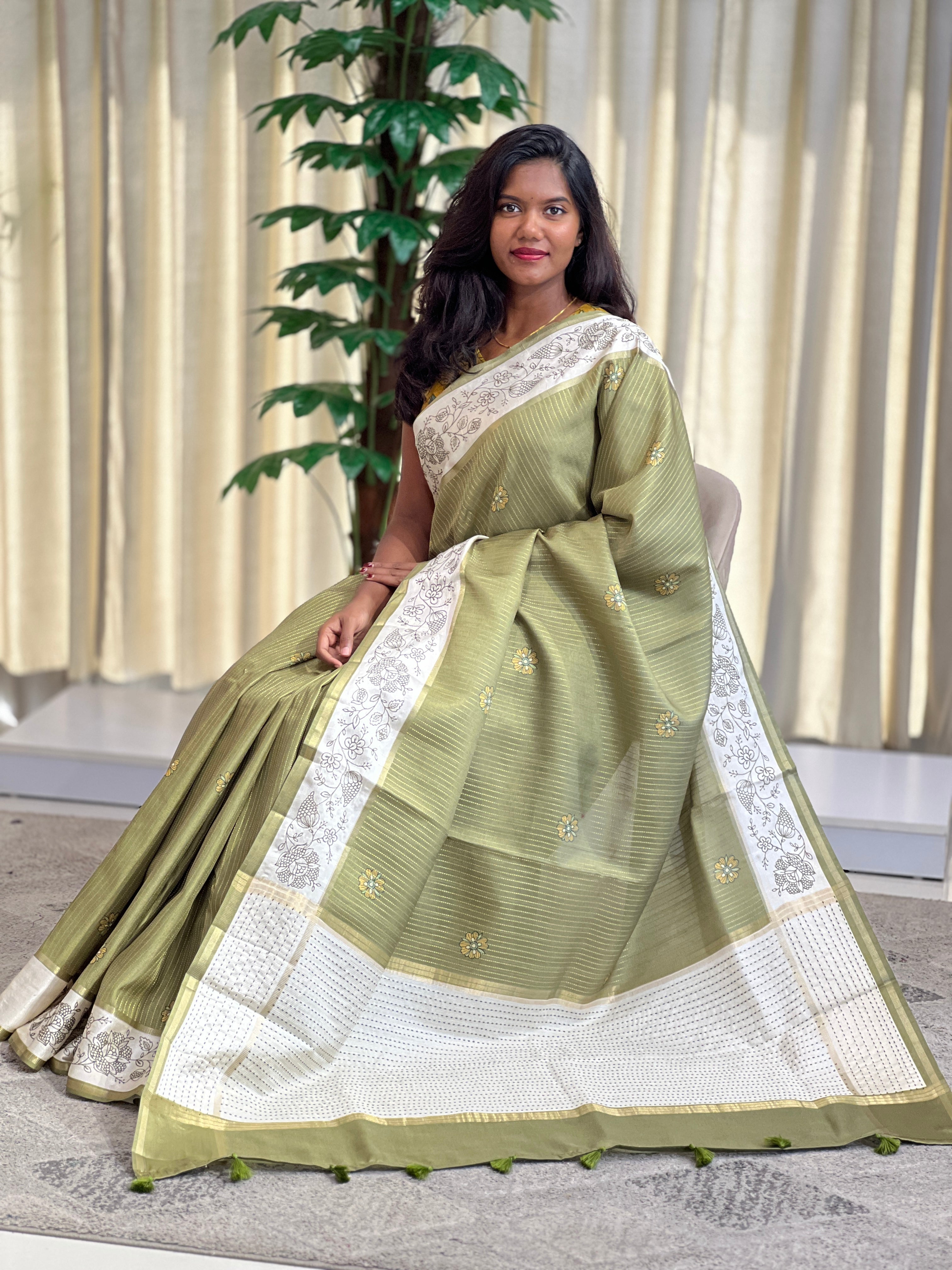 Digital Printed Tussar Saree | YNG1357