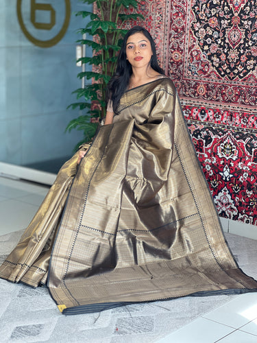 Tissue Weaving Stripes Patterned Semi Silk Saree | KAC244