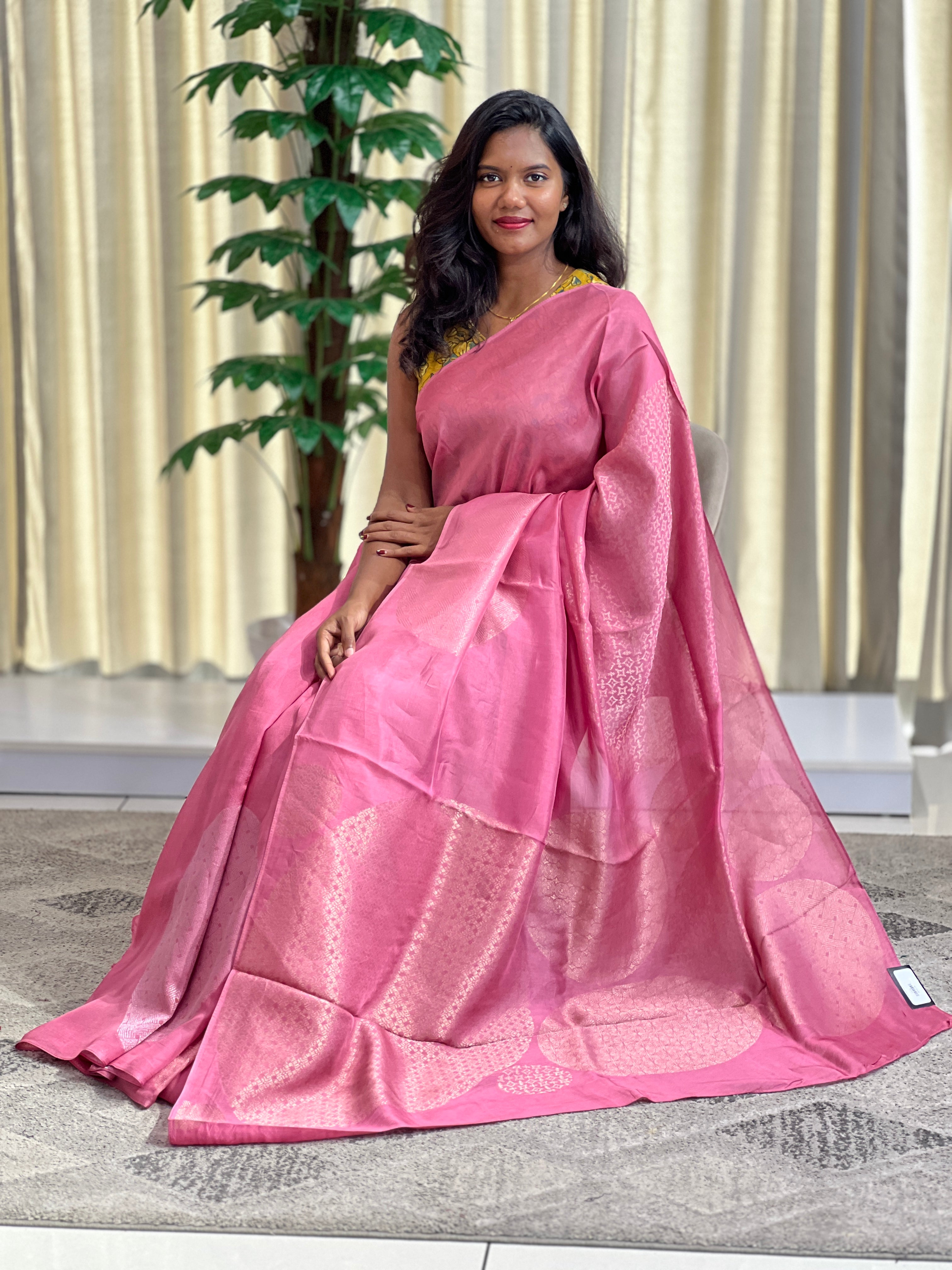 Geometric Woven Pattern Semi Tussar Saree | RS144