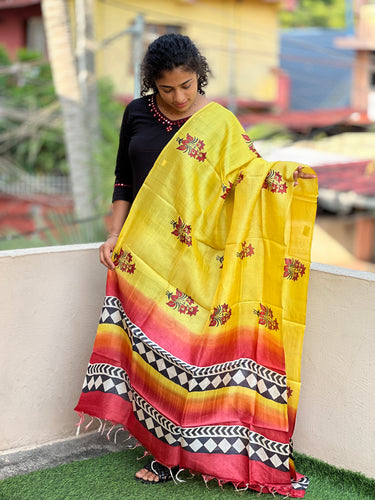 Yellow Color Tussur Dupatta | MNH358